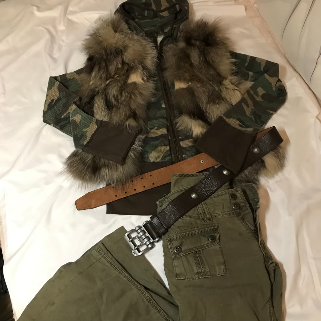 빈티지 카모 후드 벨트 셋업 상품이미지4