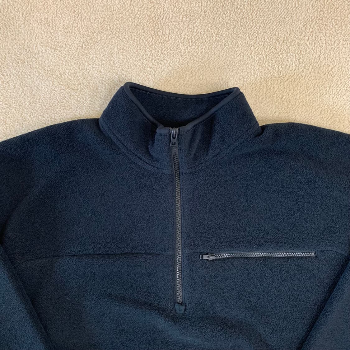 유니클로 후리스 하프집업 오버사이즈 풀오버(XL/블랙)신칠라 플리스 상품이미지2