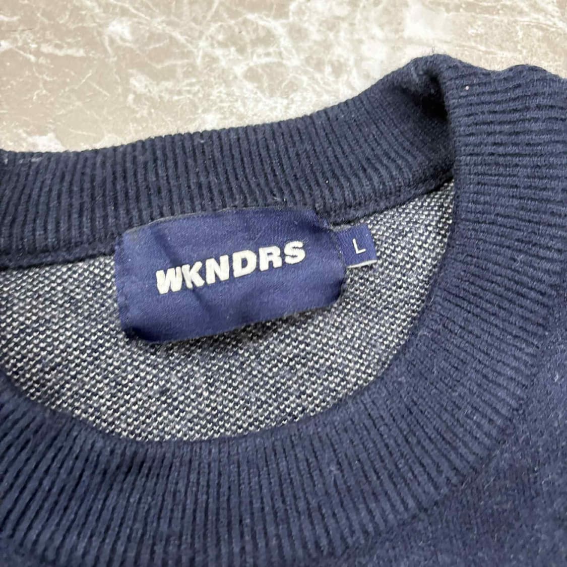 위캔더스 아치로고 네이비 크루넥 니트(L) 상품이미지4