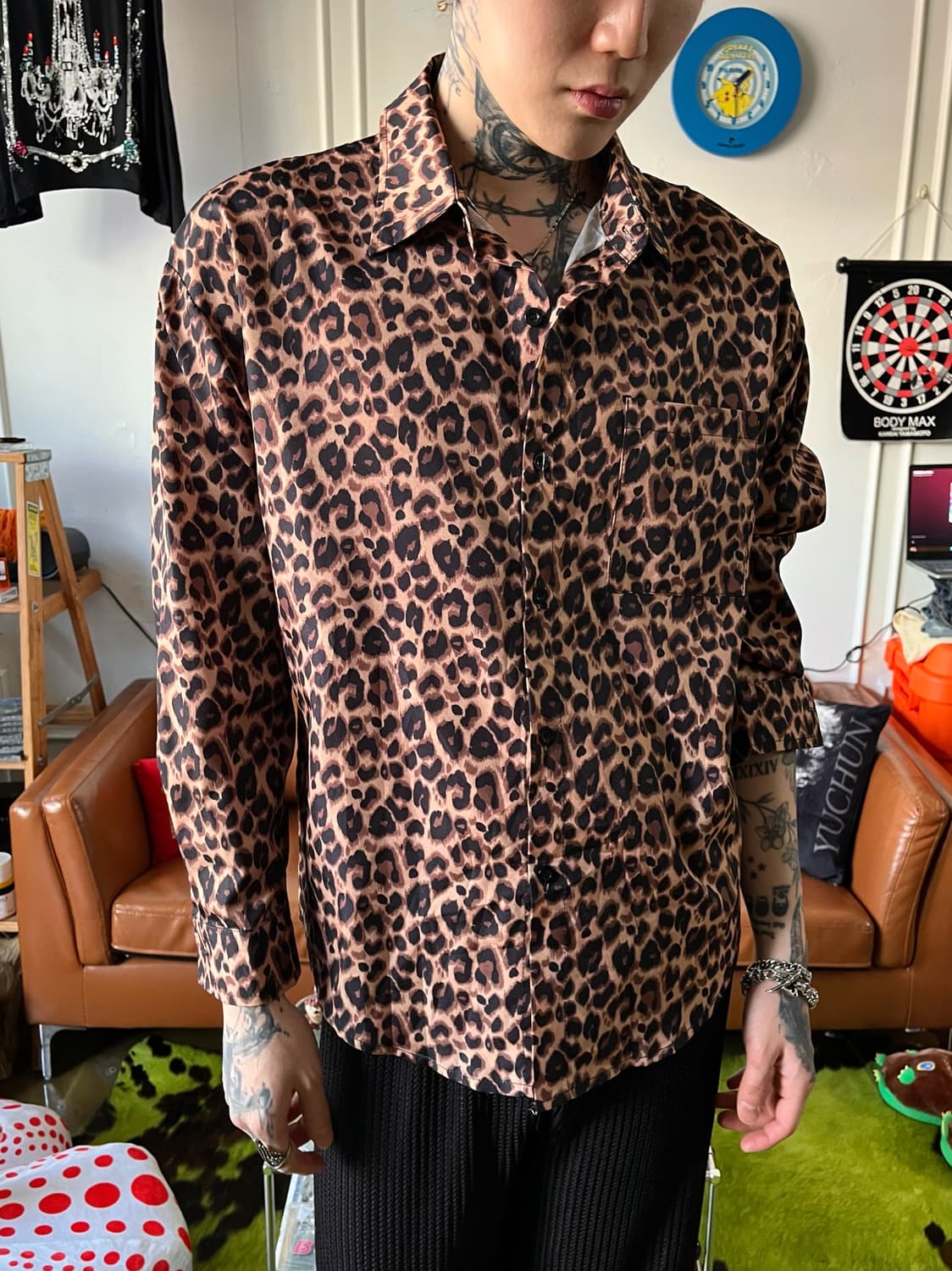 Japanese Vintage Leopard Graphic Shirt 상품이미지2