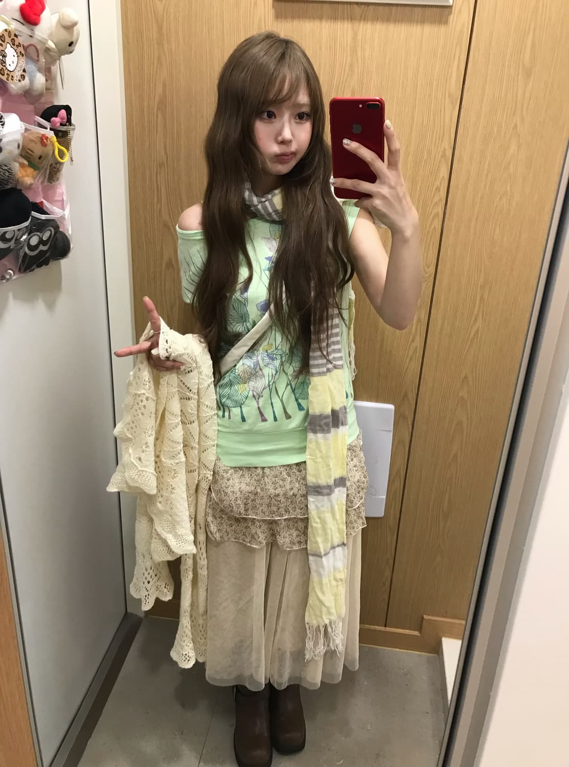 베이지 컬러 히피 하구미 잔꽃 프린팅 코디세트 상품이미지1