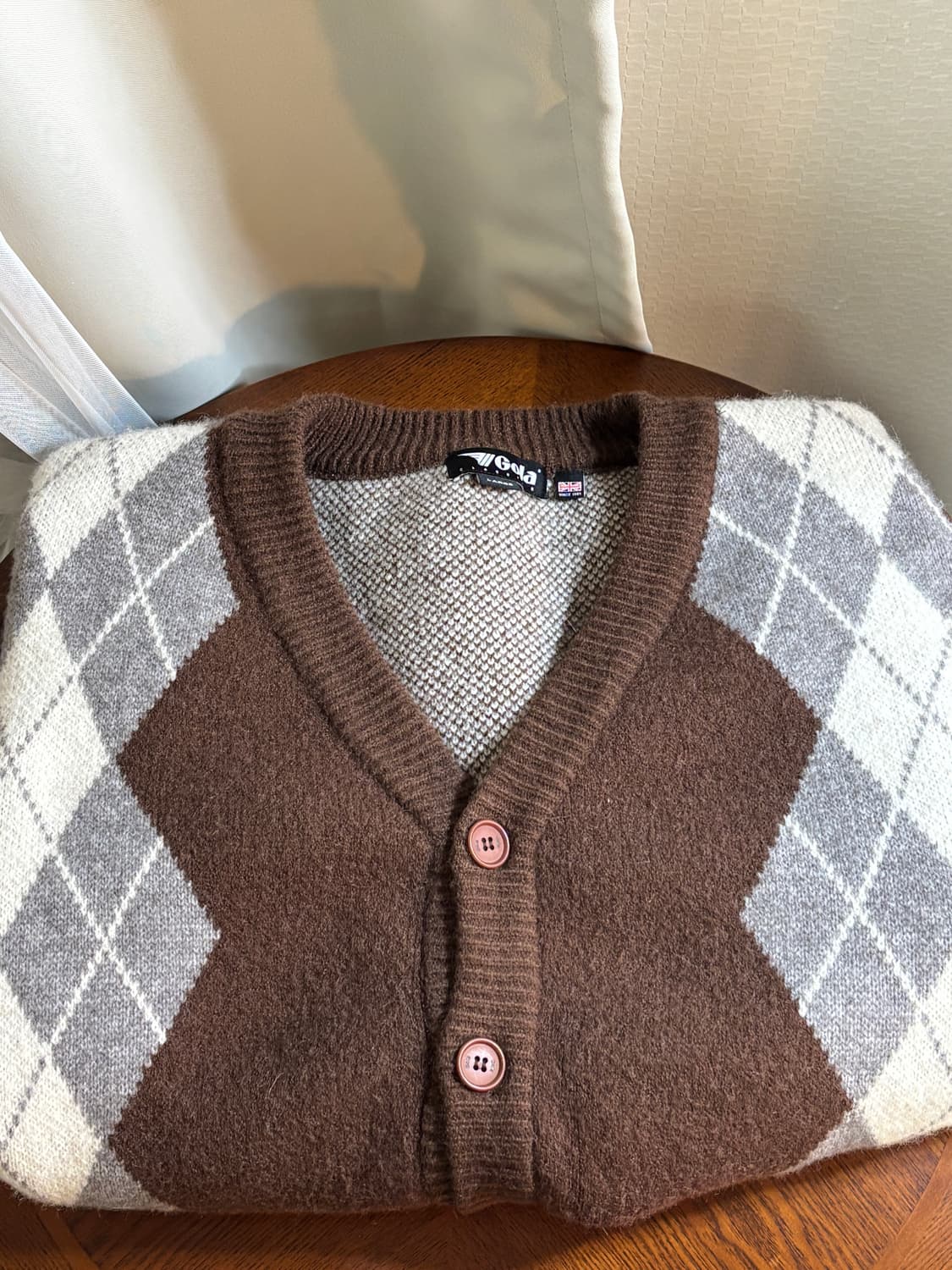 Gola 아가일 니트 가디건 OLL 상품이미지6