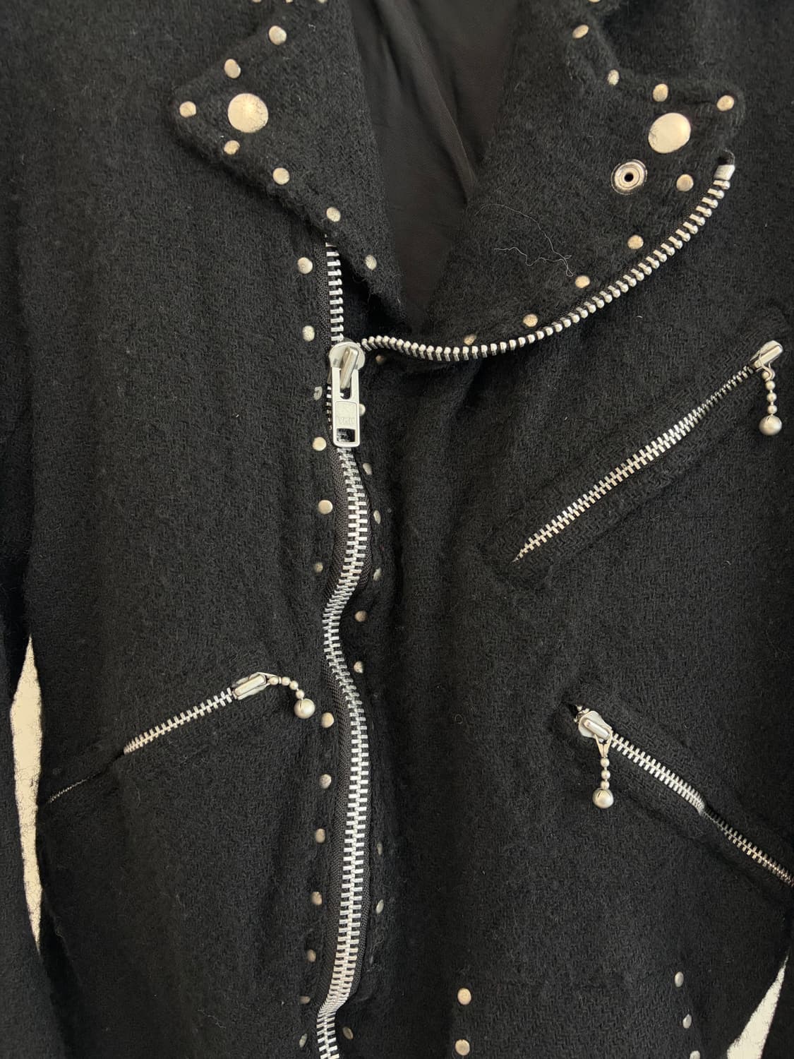 준야와타나베 07aw 스터드 축융 울 라이더 자켓 상품이미지4