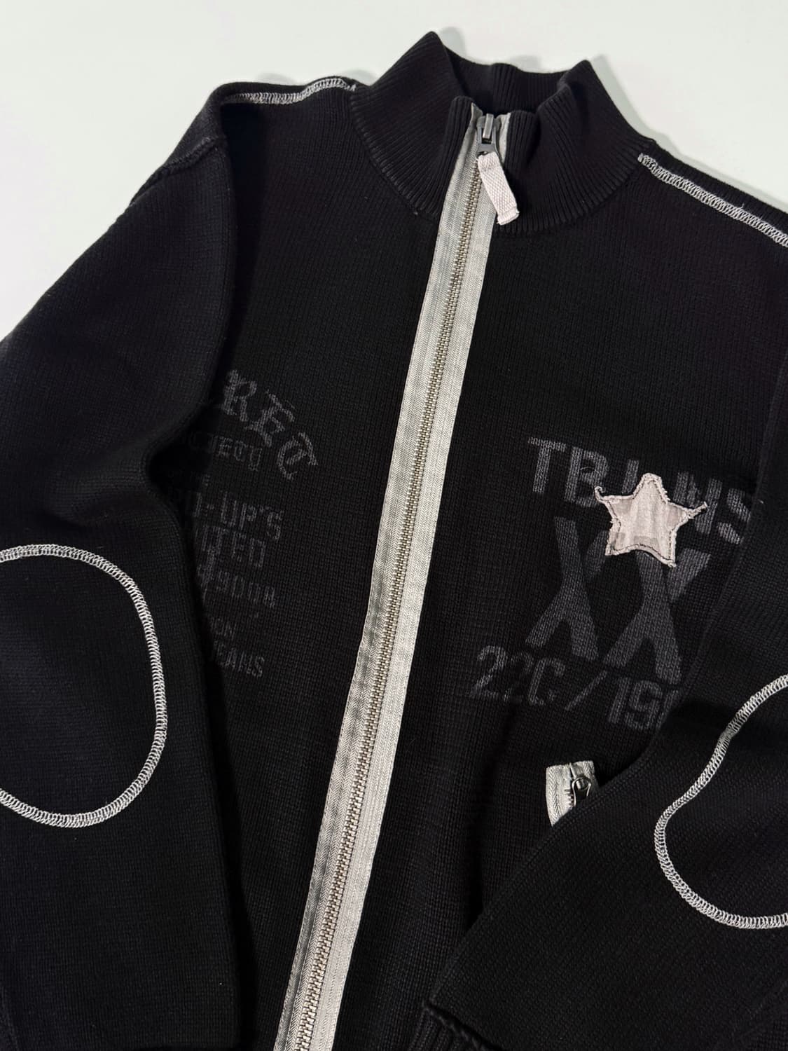 90‘s vtg 그런지 해비 코튼 니트 집업 상품이미지3