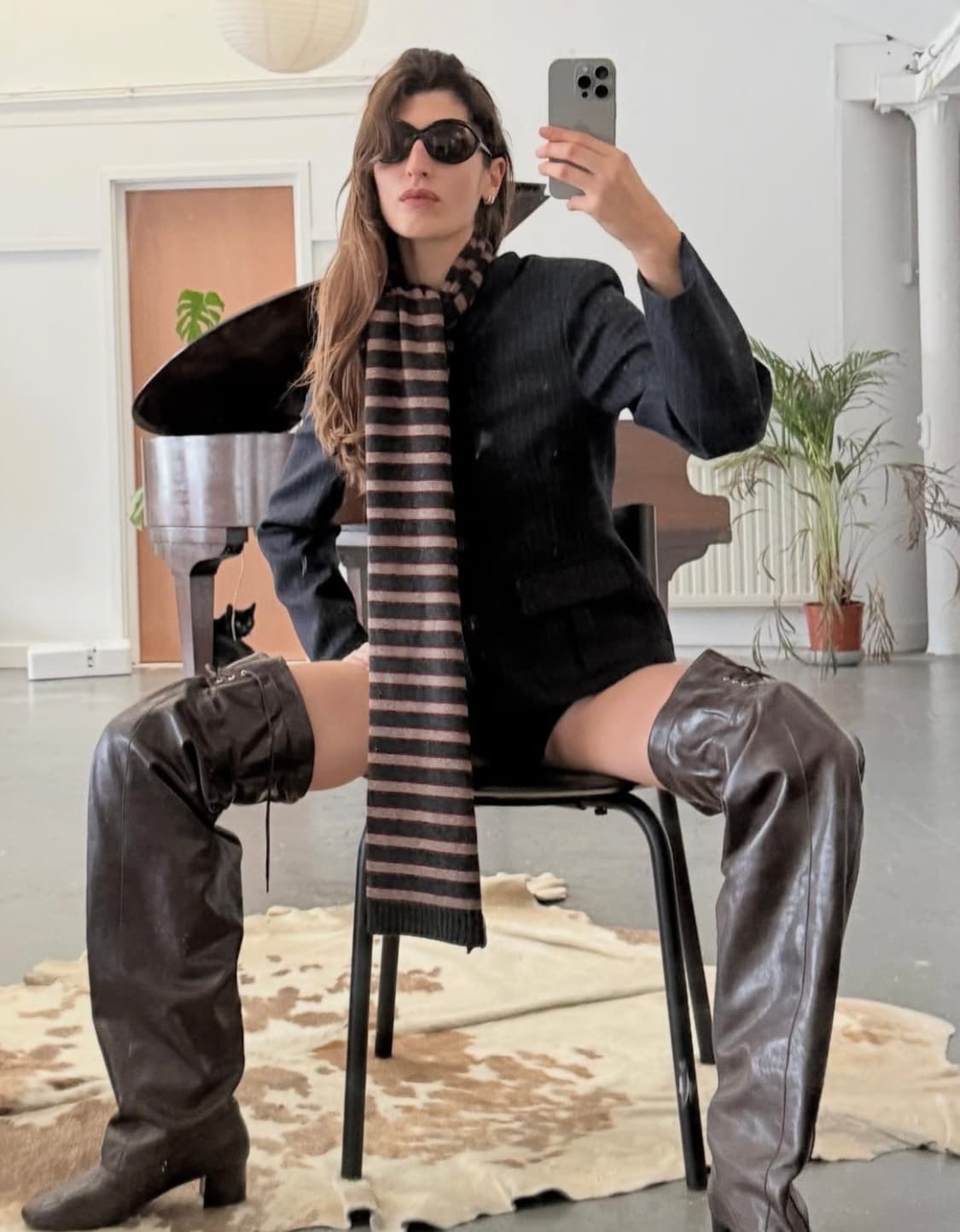 팔로마울 Bela 스트라이프 머플러/차콜 상품이미지1