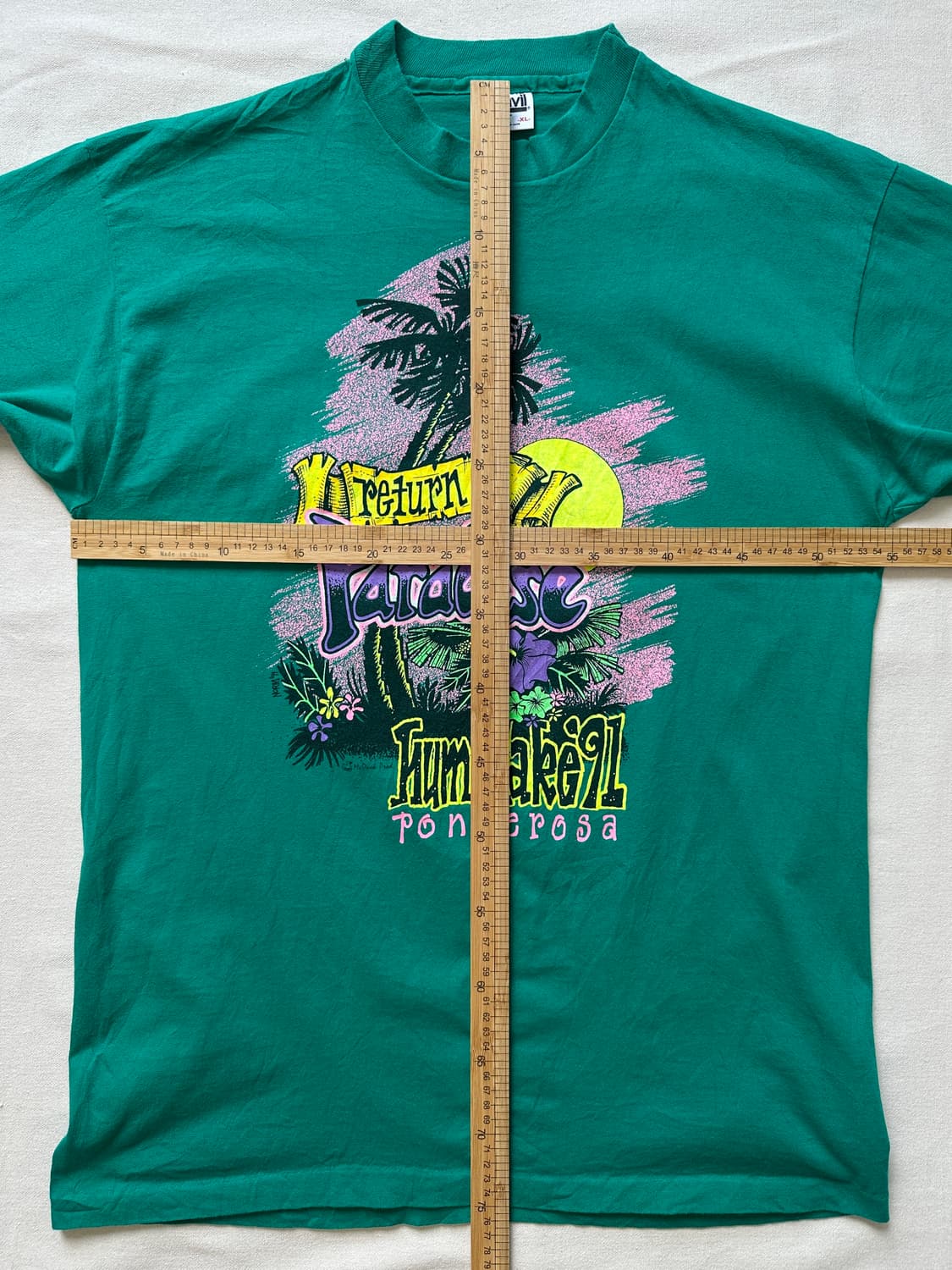 Anvil 90s USA 트로피컬 그린 파라다이스 그래픽 티셔츠 XL 상품이미지9