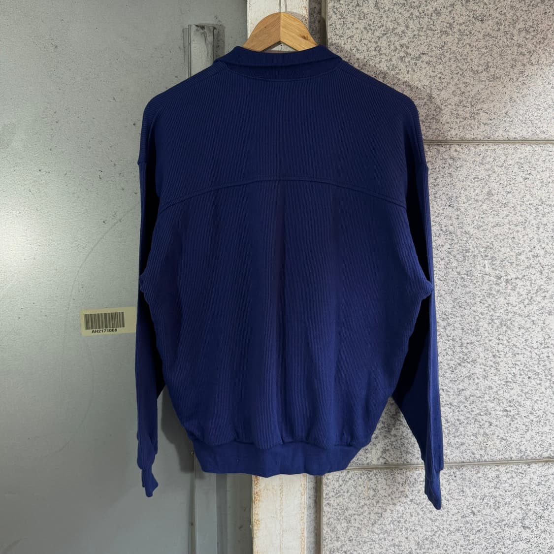 90s 아디다스 스펠 로고 코튼 반집업 니트 상품이미지3