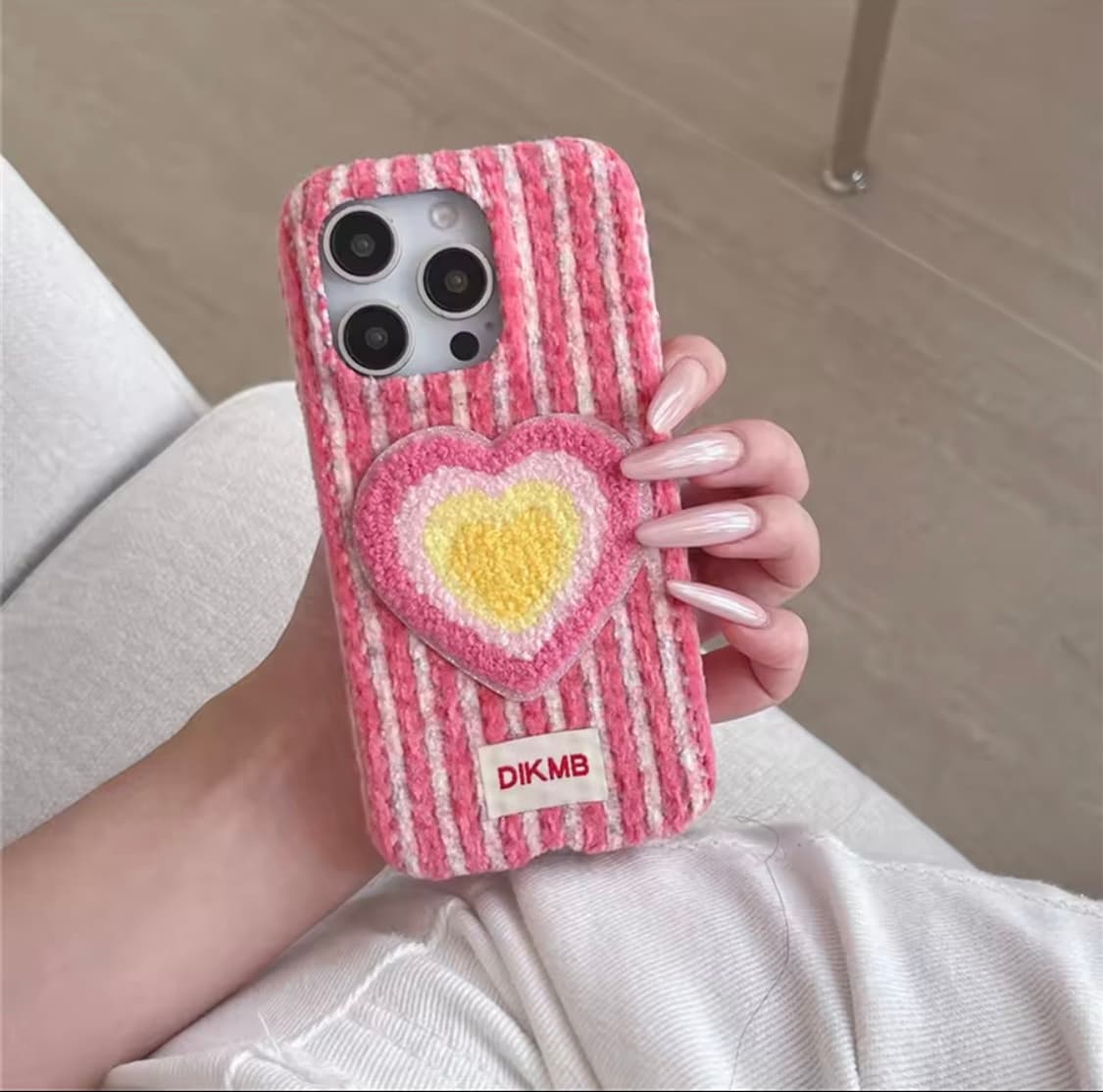 [새상품]아이폰 14프로 케이스 트위드니트 핑크하트 아이폰14PRO케이스 상품이미지1