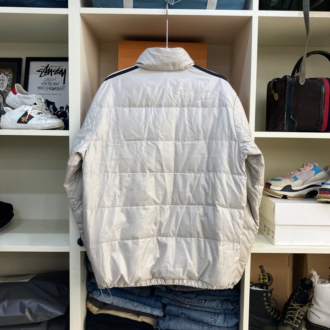 아디다스 삼선 패딩 점퍼 아이보리  상품이미지3