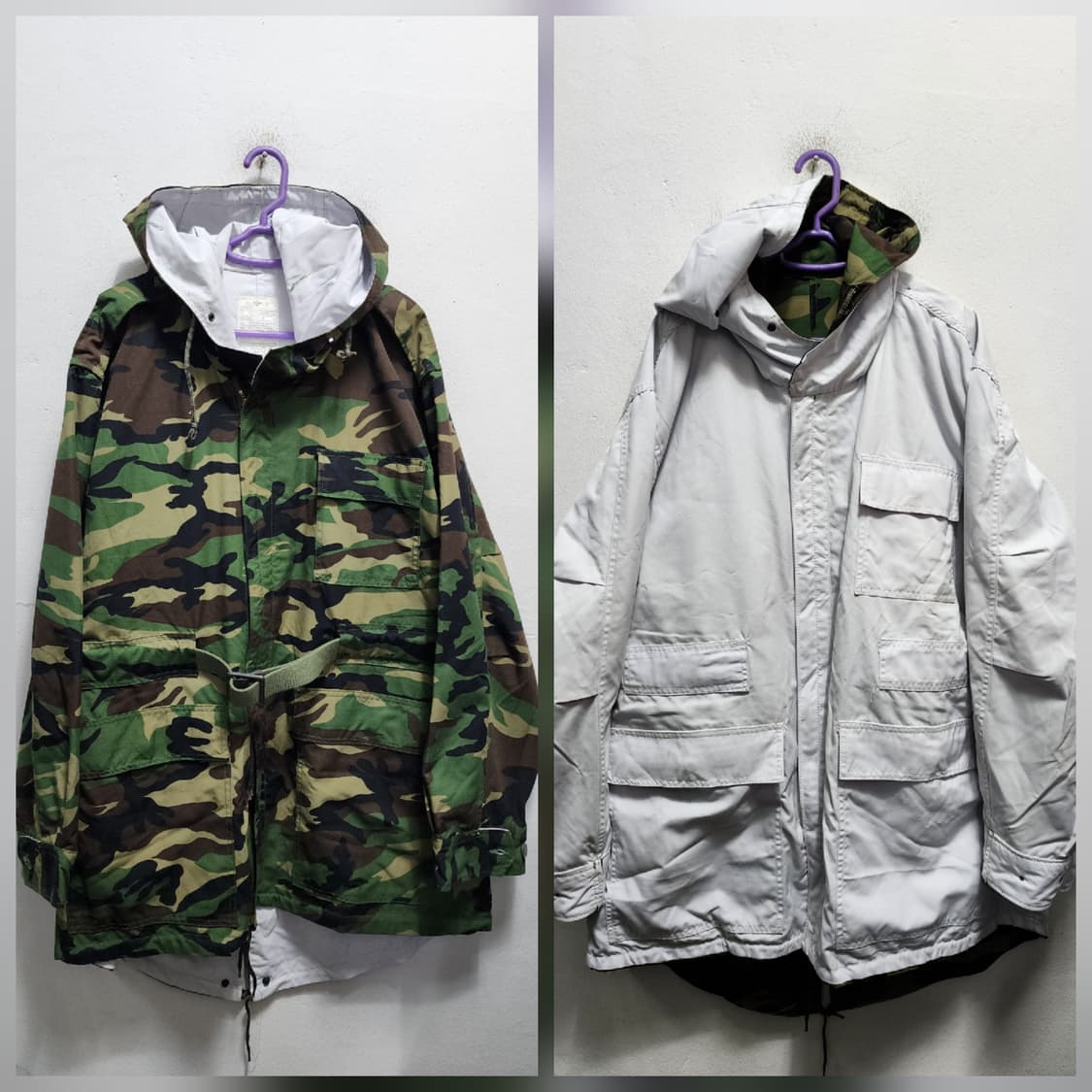 (리버시블) 94s 밀리터리 벨티드 군용 민무늬 피쉬테일 스키파카 상품이미지1