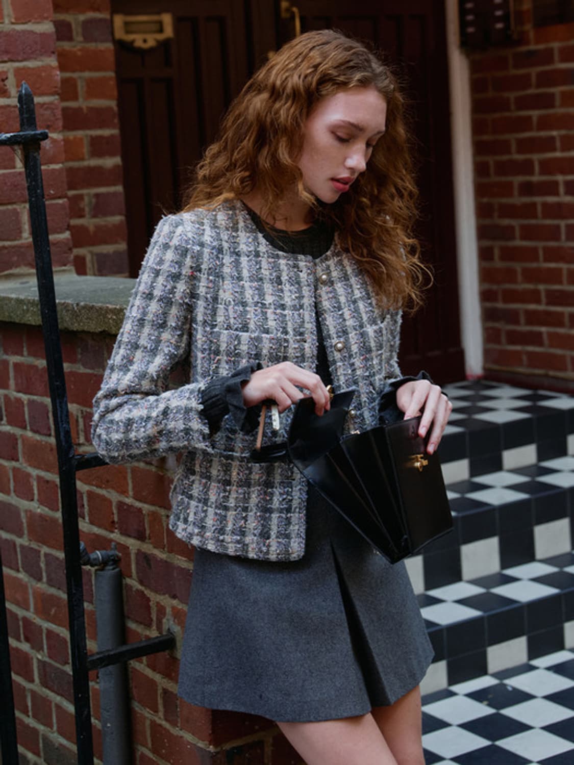 비에이유 브레이드앤유 brideandyou 라운드넥 트위드 자켓 0 상품이미지2