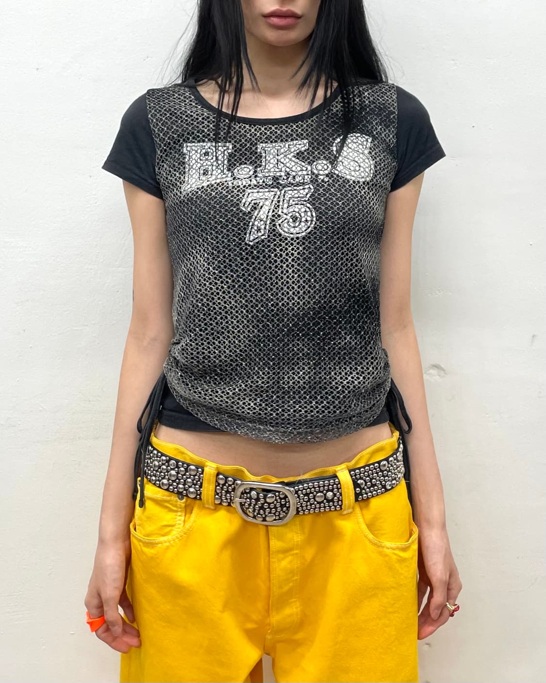 H.K.S Glossy Mash Shirring T-shirt 상품이미지2