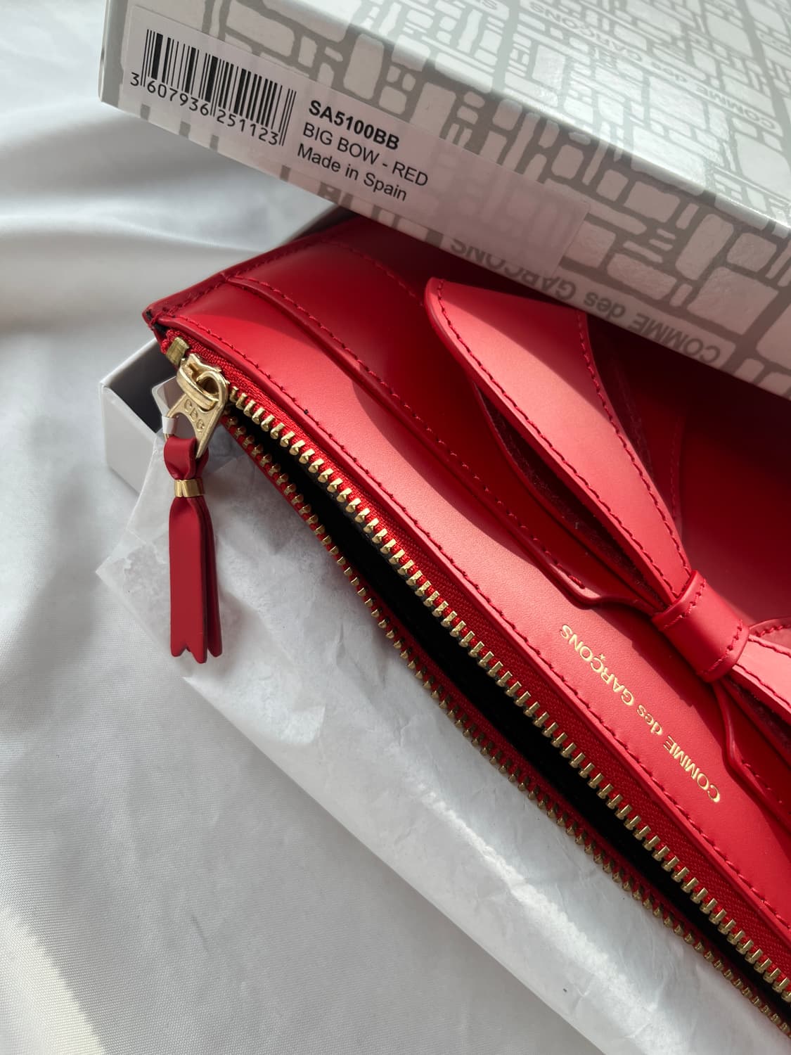(새상품) 꼼데가르송 빅보우 리본 지갑 레드 상품이미지6
