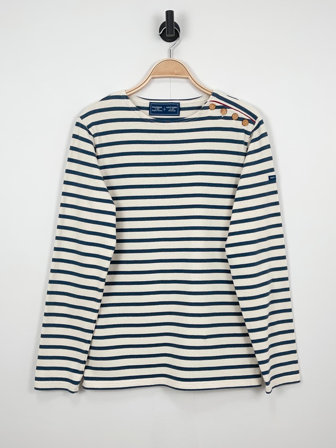 세인트 제임스 x 투써즈 콜라보 숄더 버튼 스트라이프 티셔츠 상품이미지2