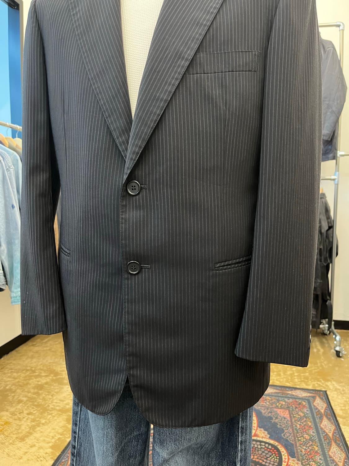 브룩스 브라더스 스트라이프 테일러드 자켓 블랙 상품이미지4