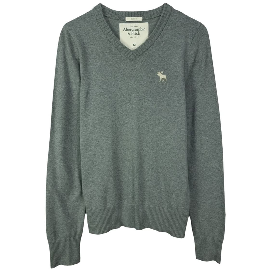 [아베크롬비] 로고 자수 브이넥 니트 그레이 M18518 상품이미지2