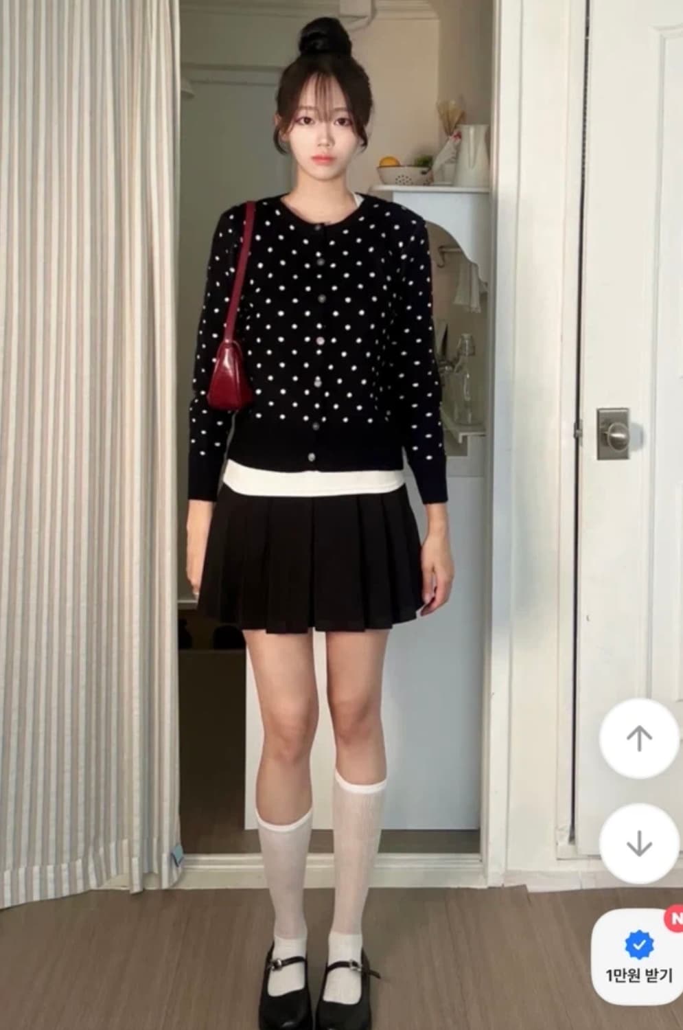 땡땡이 도트 니트 가디건 일녀 하라주쿠 모리하구미 빈티지 에이블리지그재그 상품이미지1