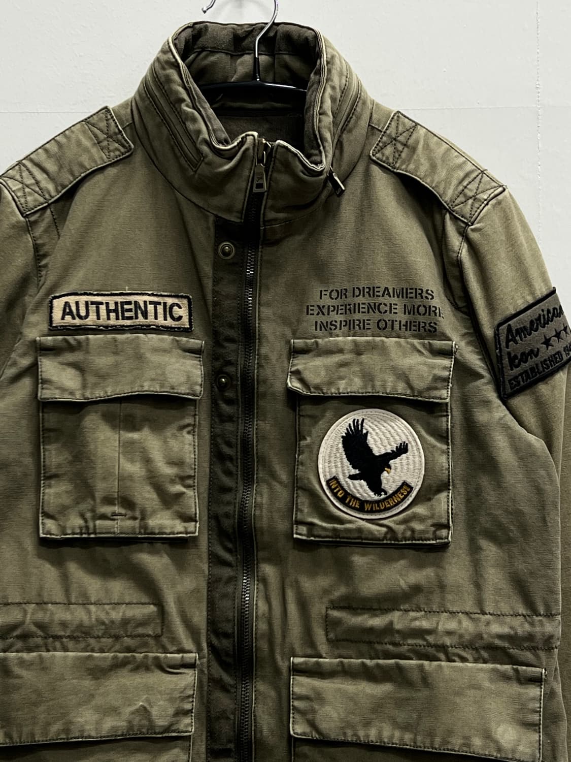 지프 올드스쿨 패치로고 사파리 헌팅 자켓 카키 상품이미지3