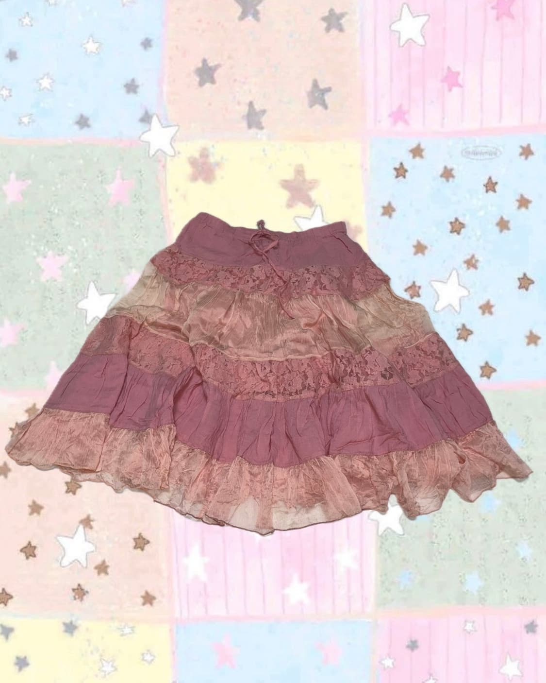 빈티지 핑크 레이스 패치 스커트 상품이미지1