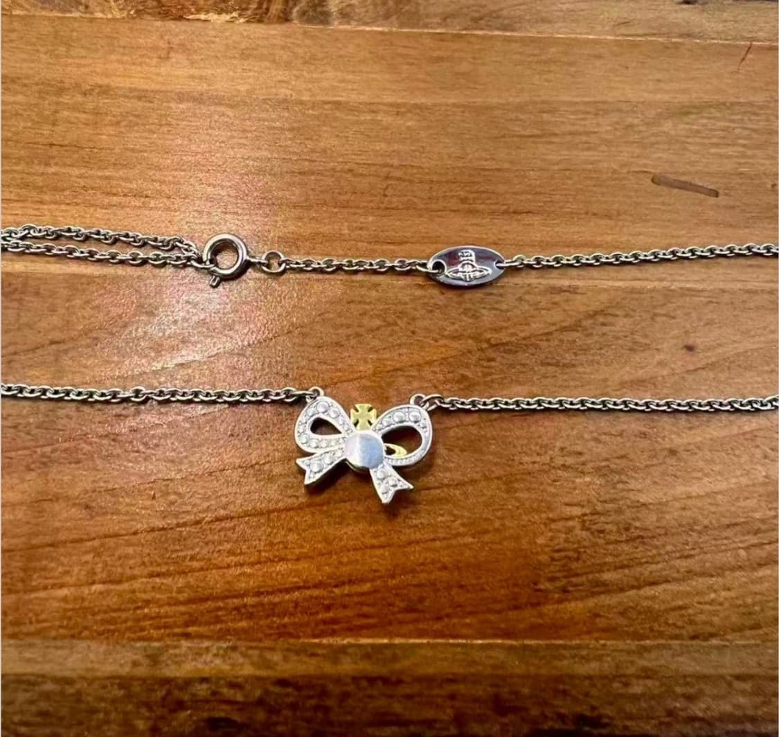 비비안웨스트우드 아카이브 골드실버 orb 리본 팬던트 목걸이 상품이미지2