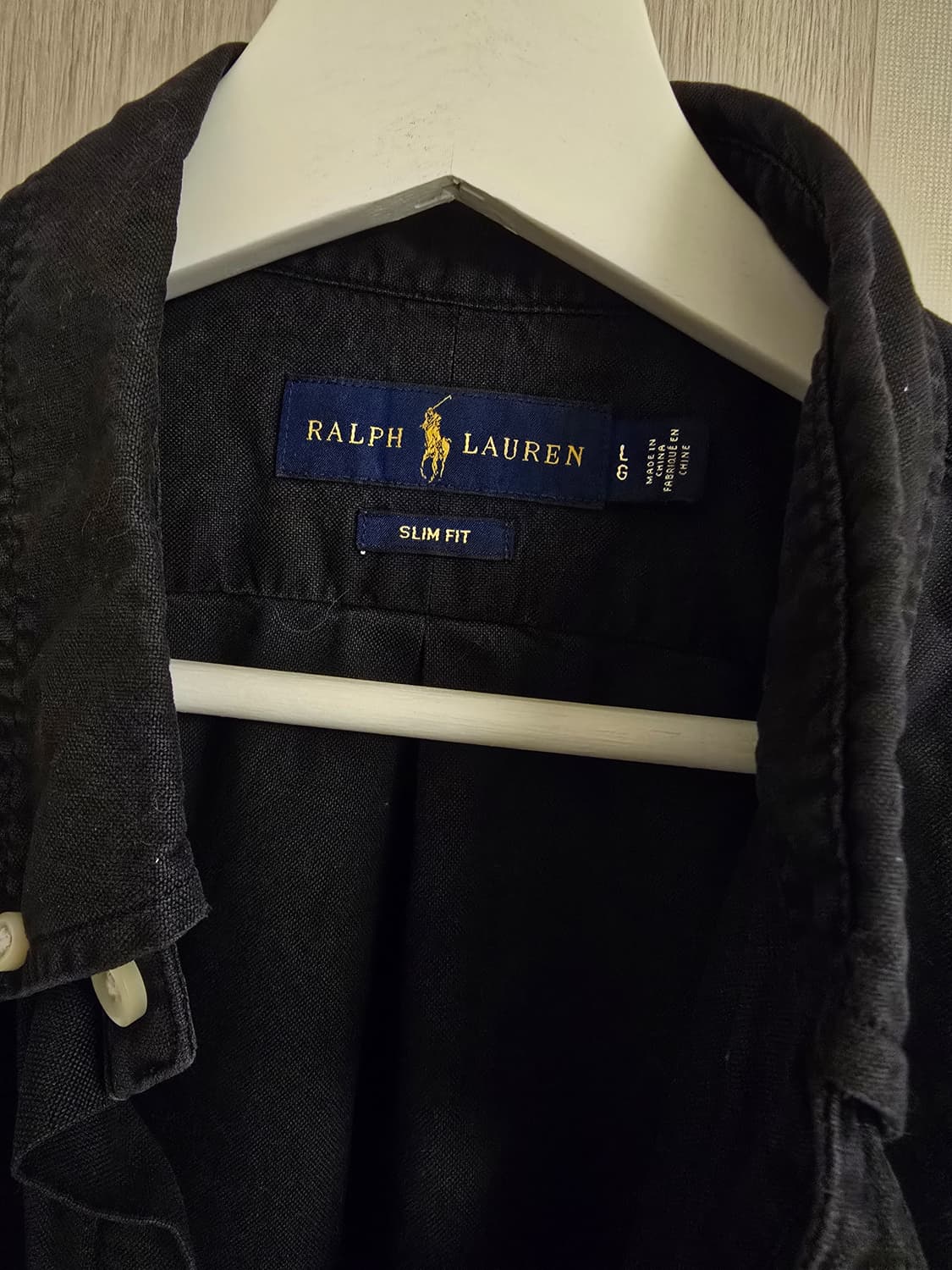 폴로 랄프로렌 옥스포드 가먼트 셔츠 블랙 슬림 L 상품이미지3