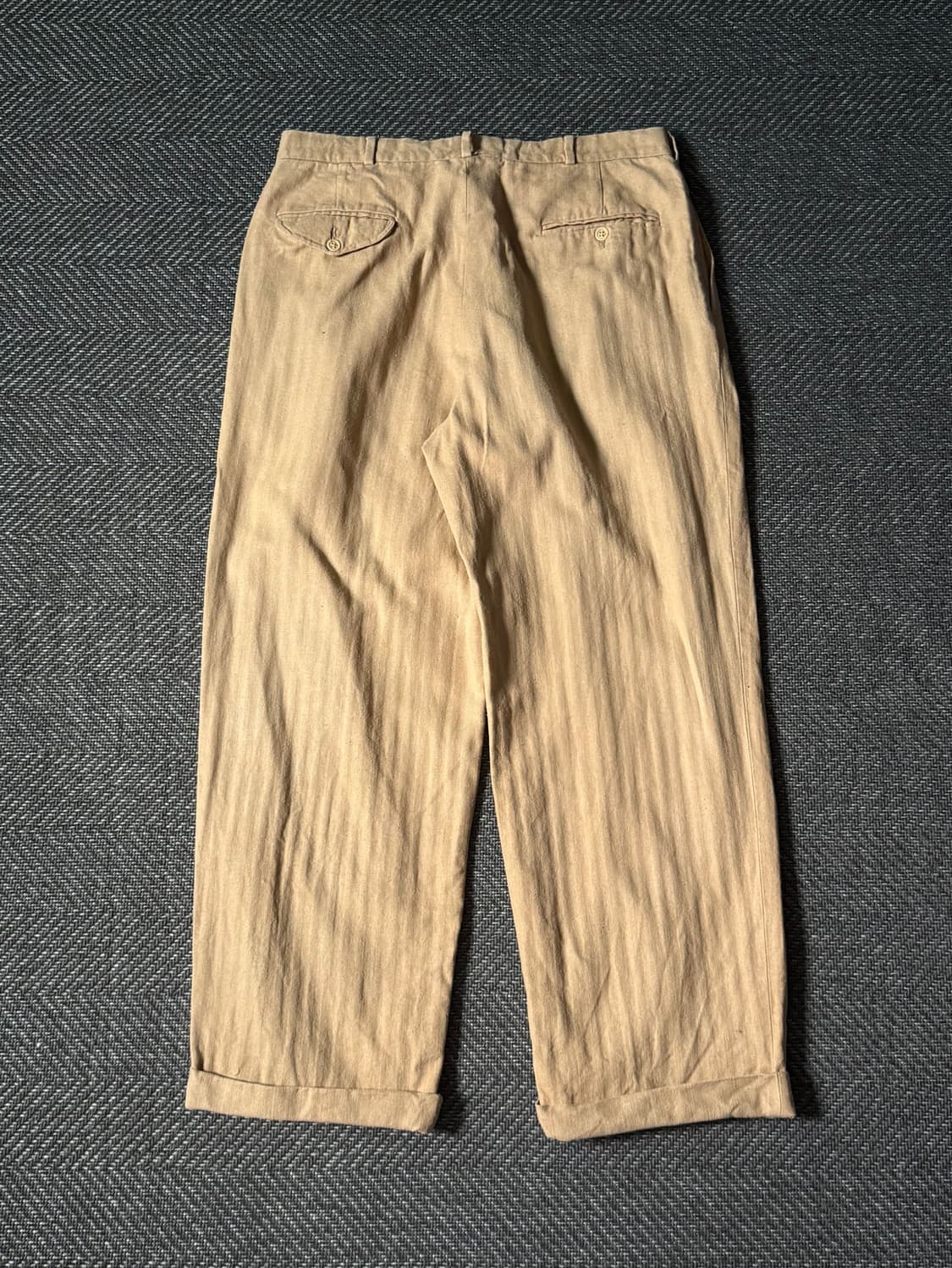(33) 80s USA 폴로 랄프로렌 헤링본 코튼 린넨 트라우저 팬츠 상품이미지7