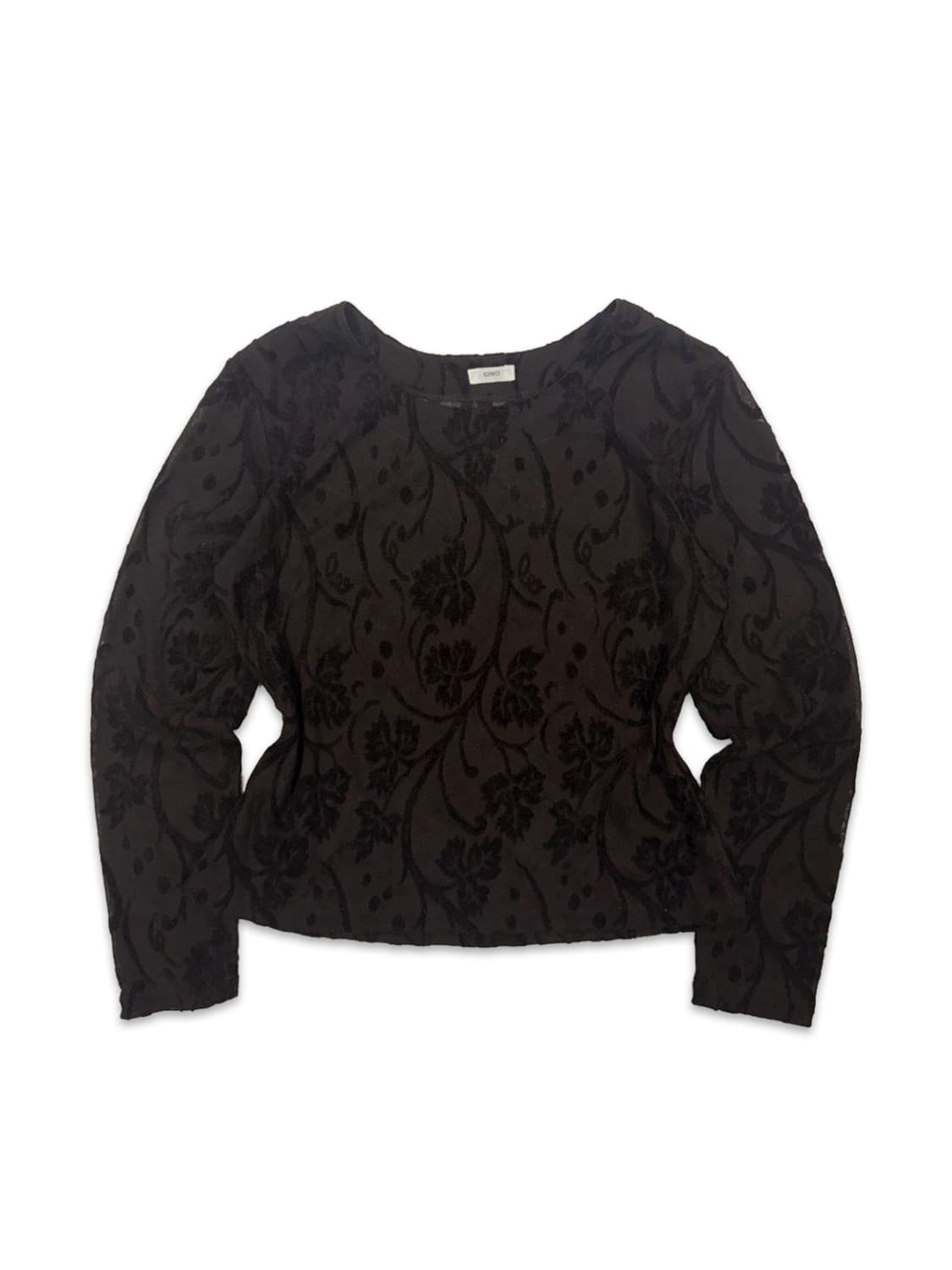 빈티지 브라운 시스루 레이어드 긴팔티 상품이미지1