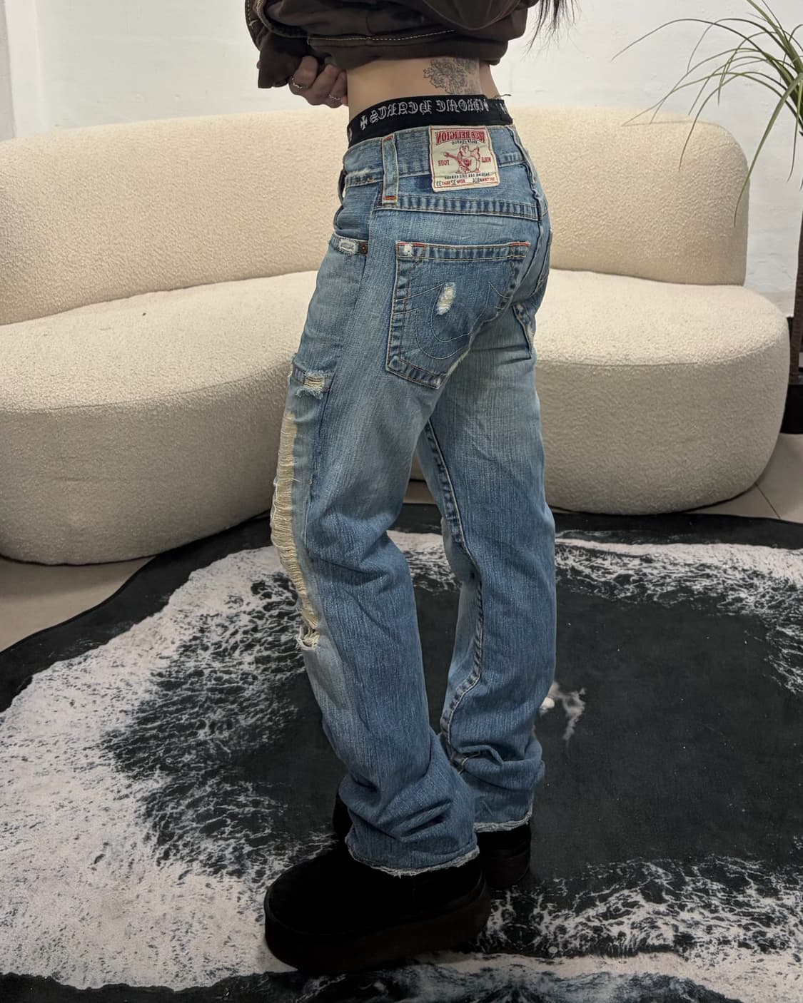 90s TRUERELIGION 디스트로이드 로우라이즈 팬츠 상품이미지1