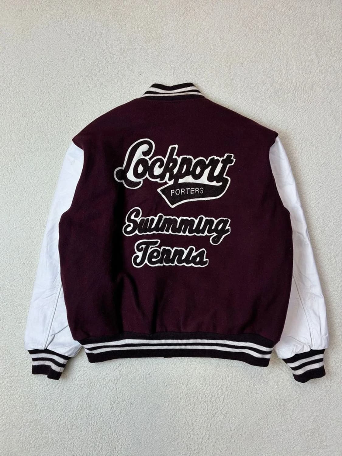 80's USA game Lockport 가죽 바시티 자켓 PN6016 상품이미지1
