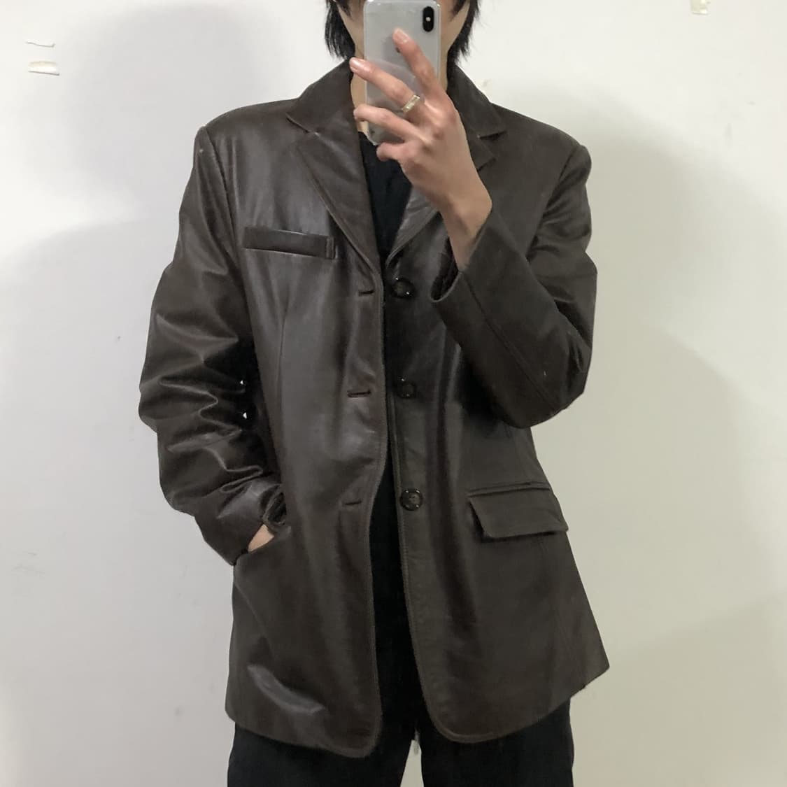 브라운 레더자켓  상품이미지3