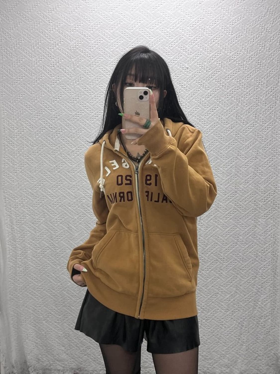 후아유 캐주얼 빈티지 레트로 스펠로고 기모 후드집업 XL C09003 상품이미지1