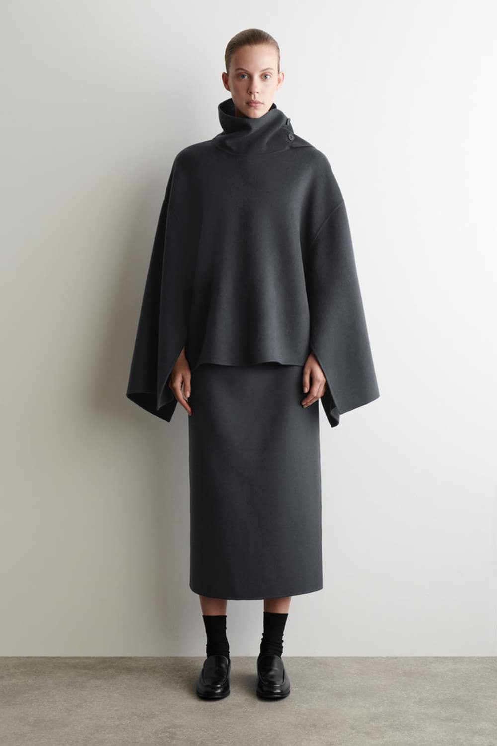 코스 cos 더블페이스 울 케이프 코트 브라운 xs/s 새상품 상품이미지2