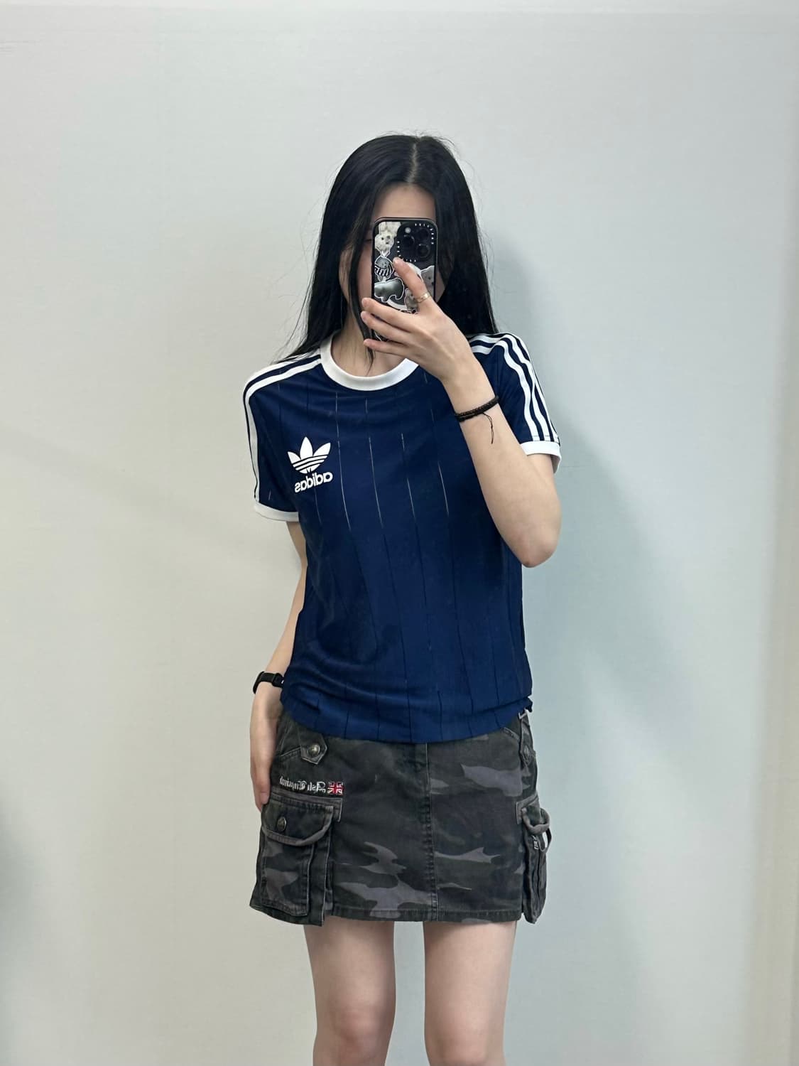 아디다스 트레포일 네이비 반팔 링거 티셔츠 상품이미지1