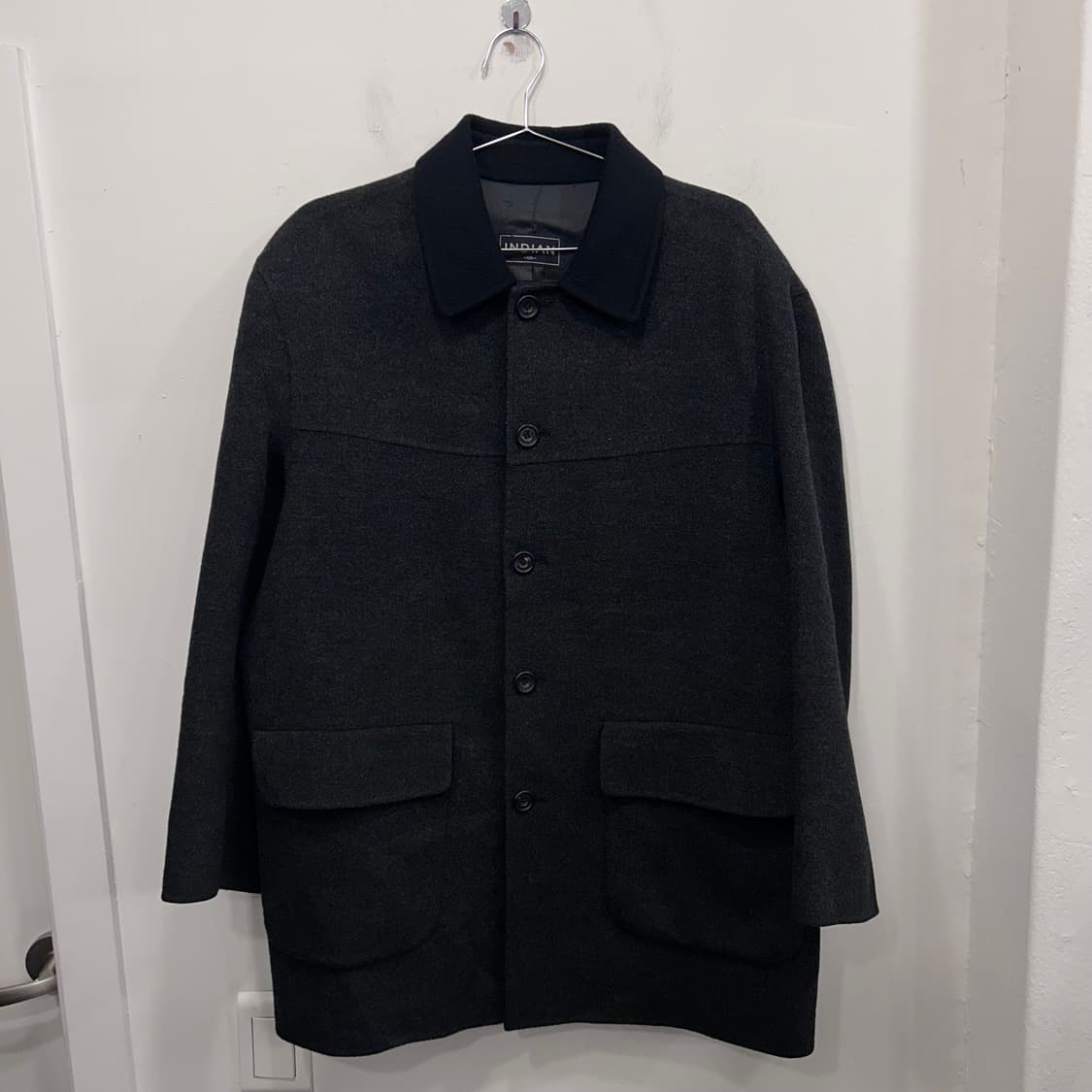 인디안 옴므 울 배색카라 하프 코트 상품이미지2