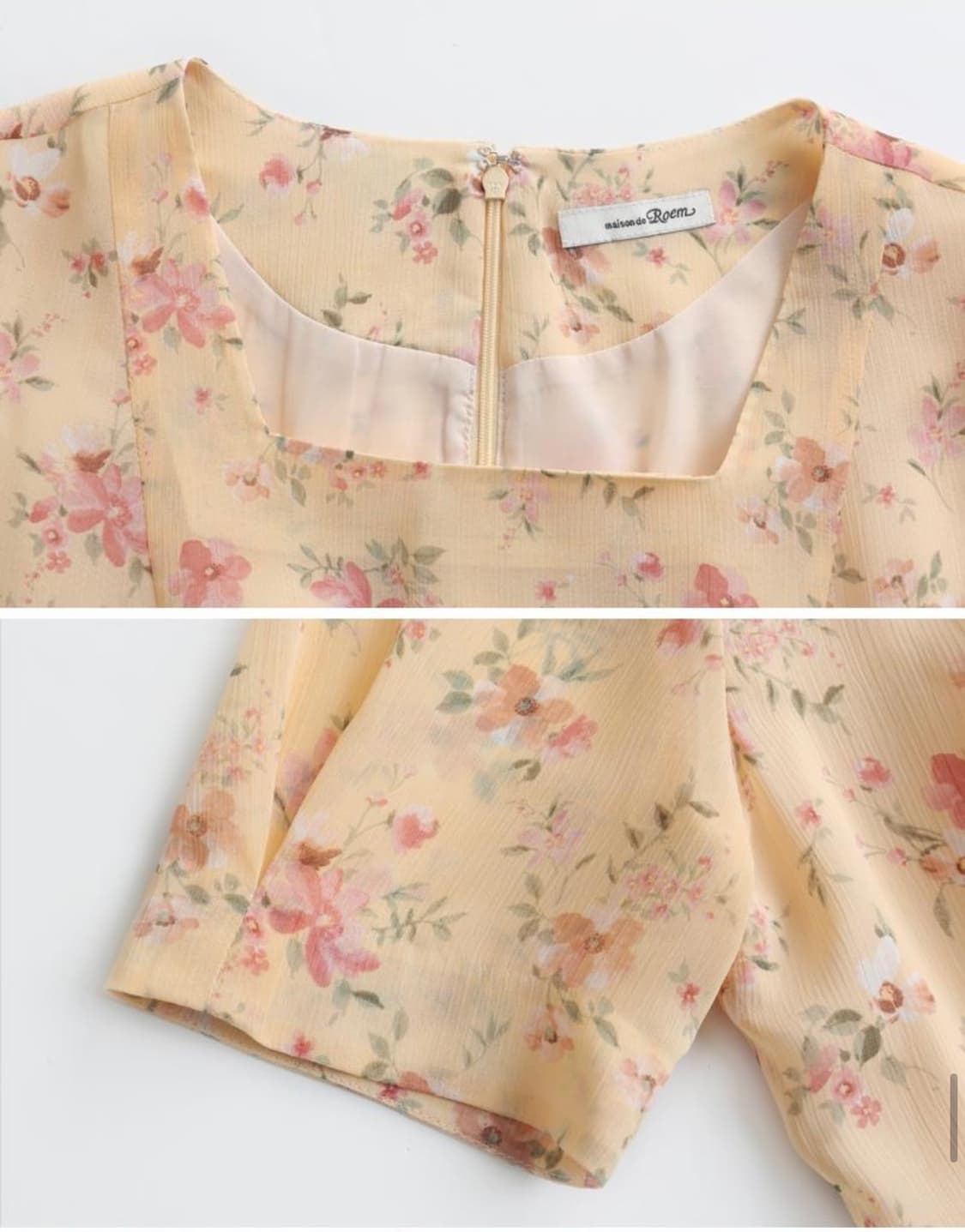 로엠 플라워 스퀘어넥 쉬폰 원피스 (새상품) 상품이미지4