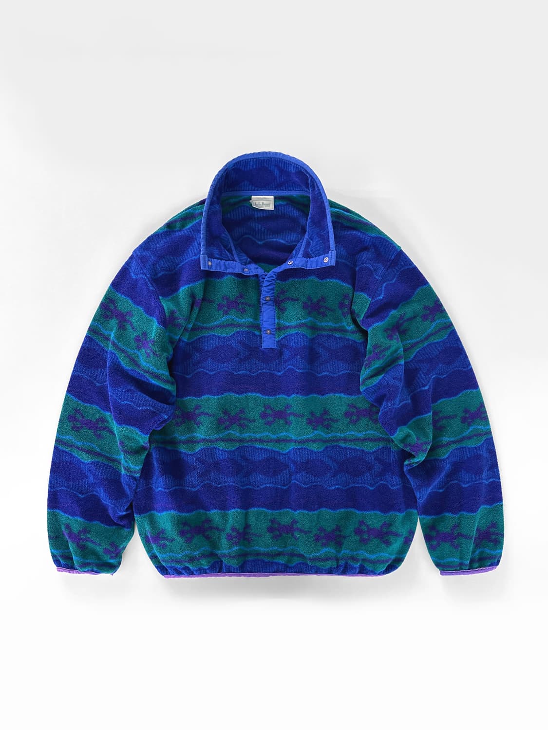 90s 빈티지 엘엘빈 애니멀 모티브 패턴 스냅 플리스 상품이미지1