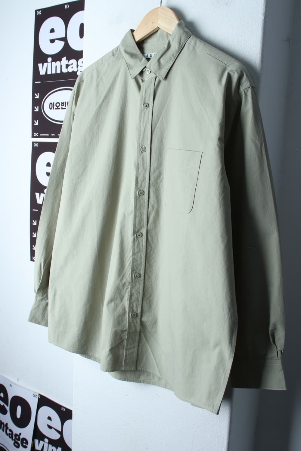 (L-2XL) 수아레 셔츠 남방 새상품 무지 그린 아메카지-H32629 상품이미지1
