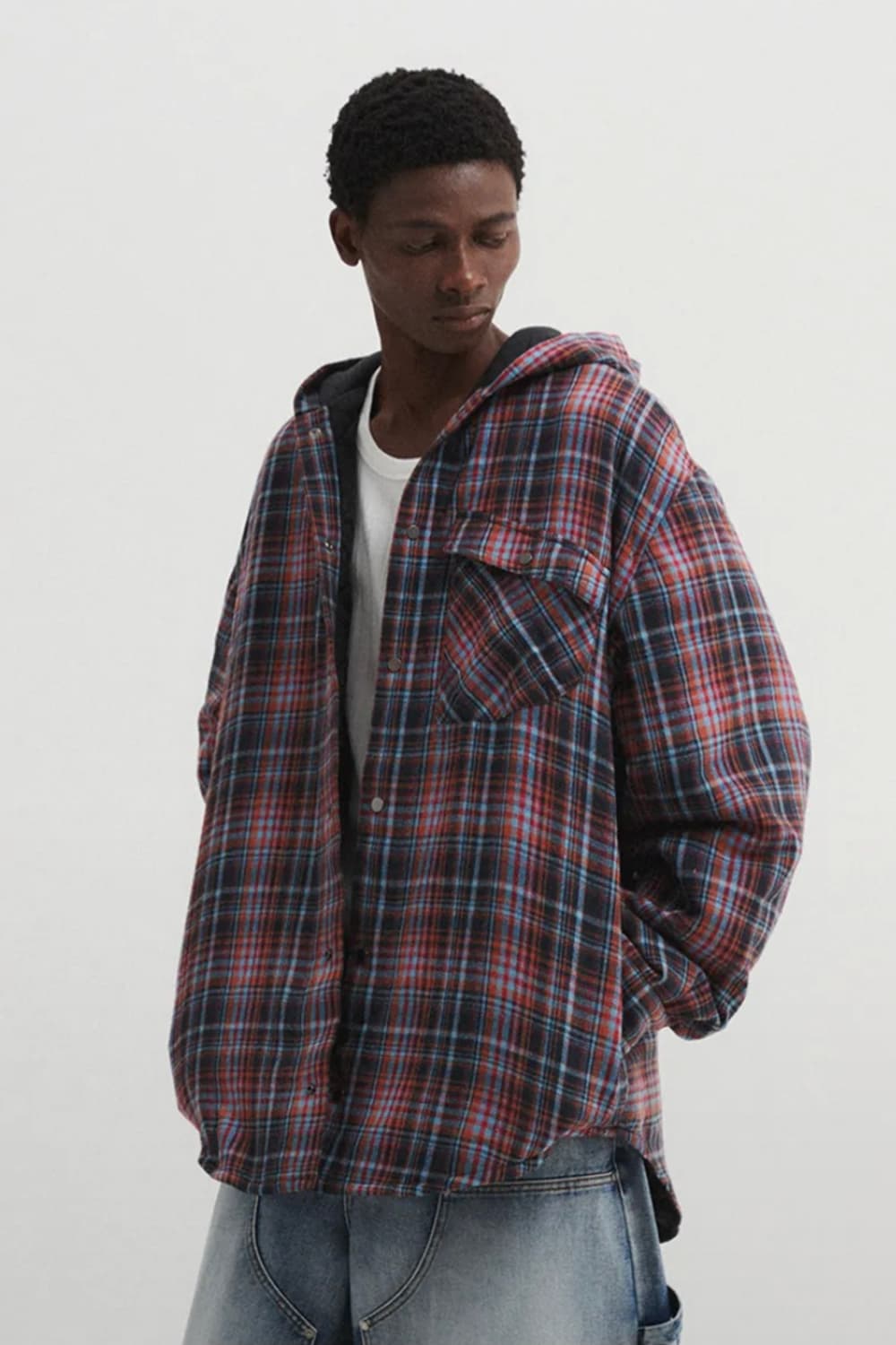 DNSR 퀼팅 후드 셔츠 상품이미지1