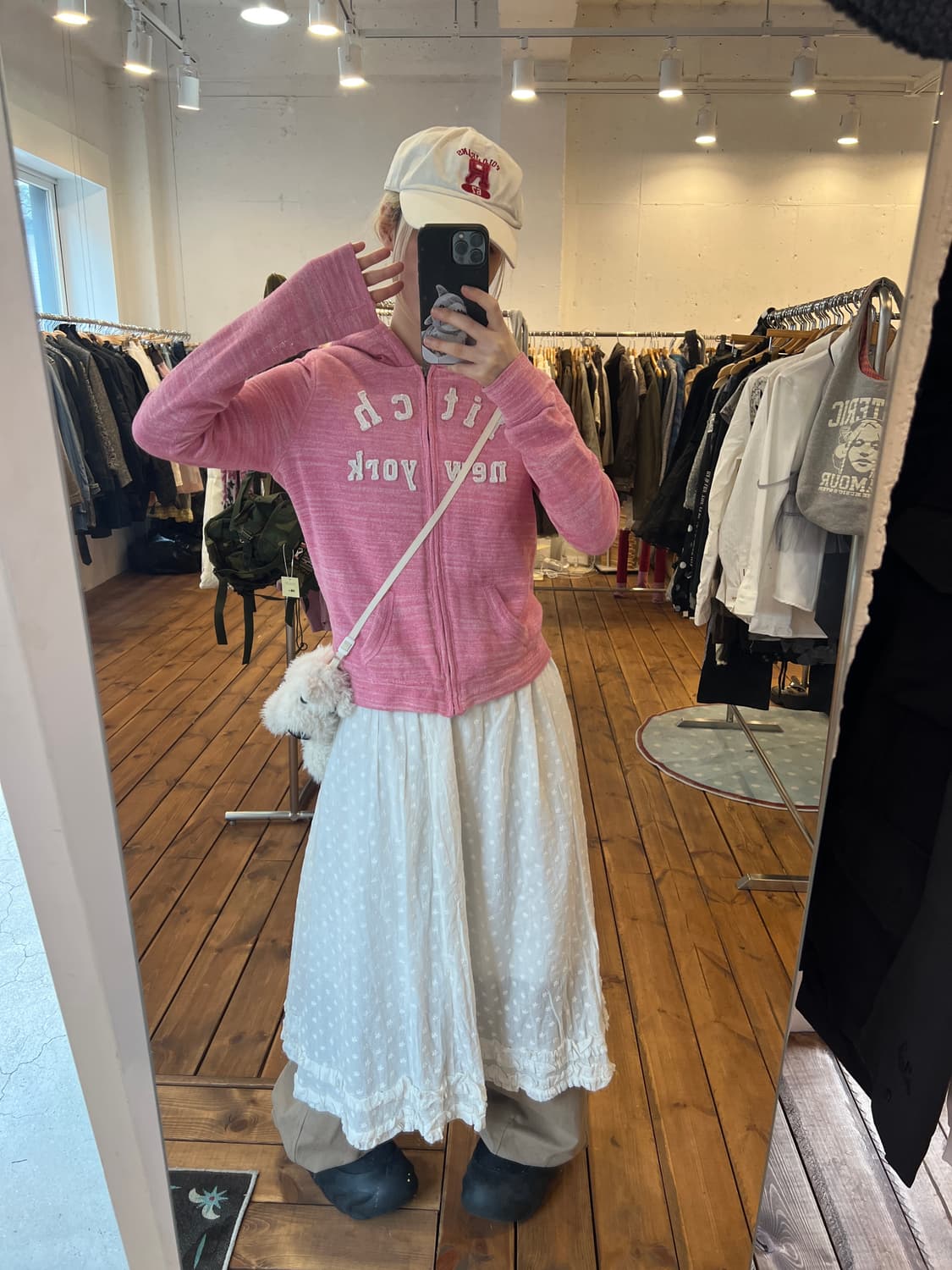 아베크롬비 핑크 뽀글이 후드집업 상품이미지4