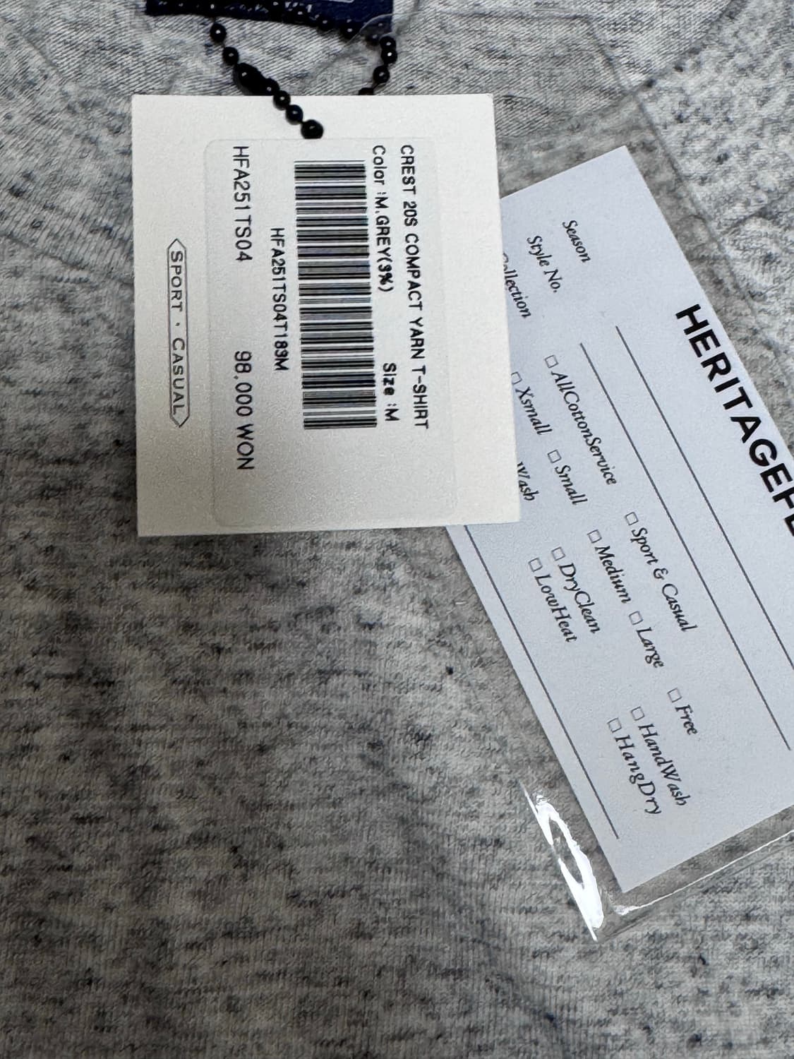 [M] 헤리티지플로스 반팔 그레이(단순착용 택 부착) 상품이미지2