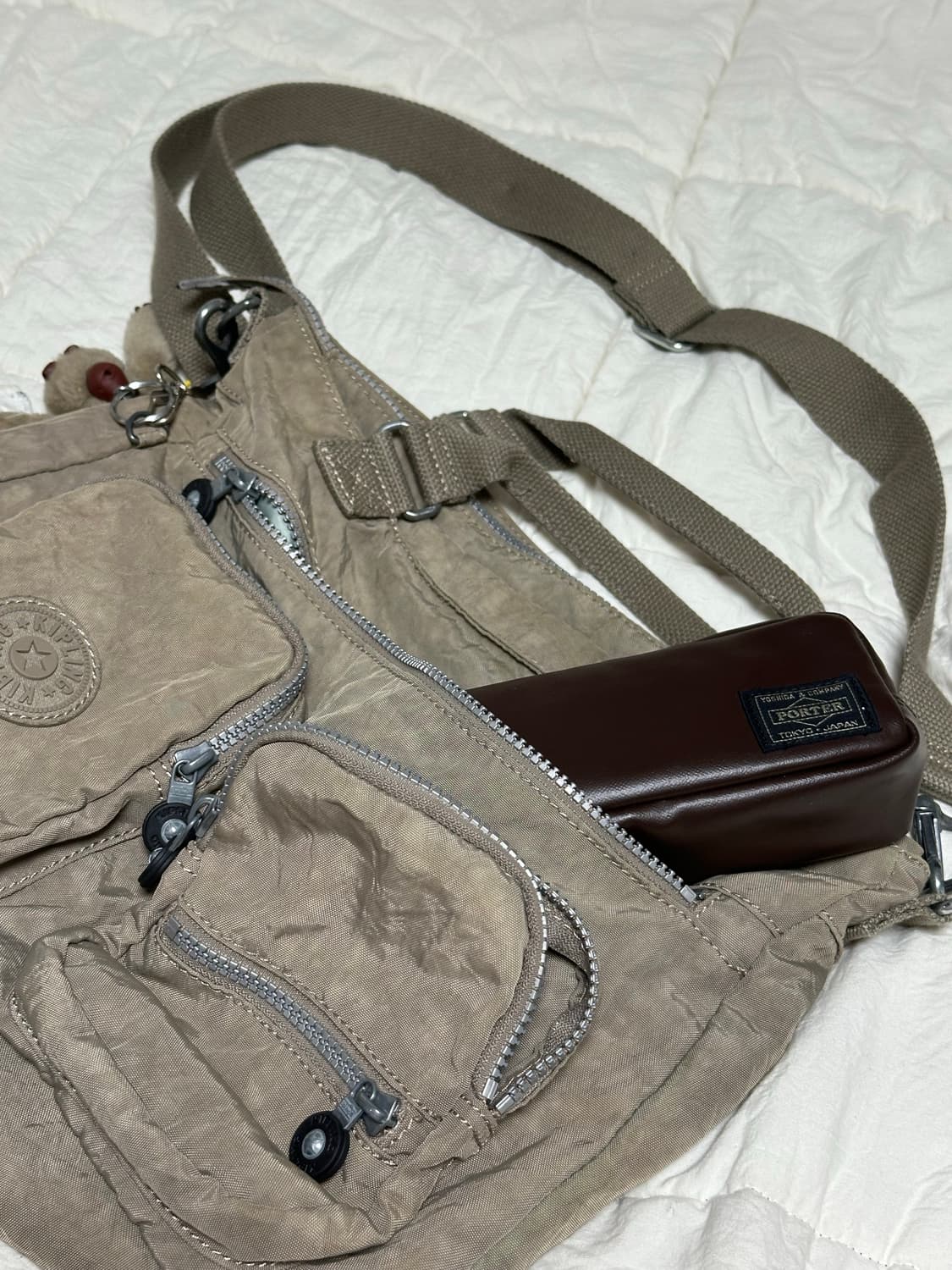 Y2K 키플링 감성 크로스백 숄더백 브라운카키 상품이미지4