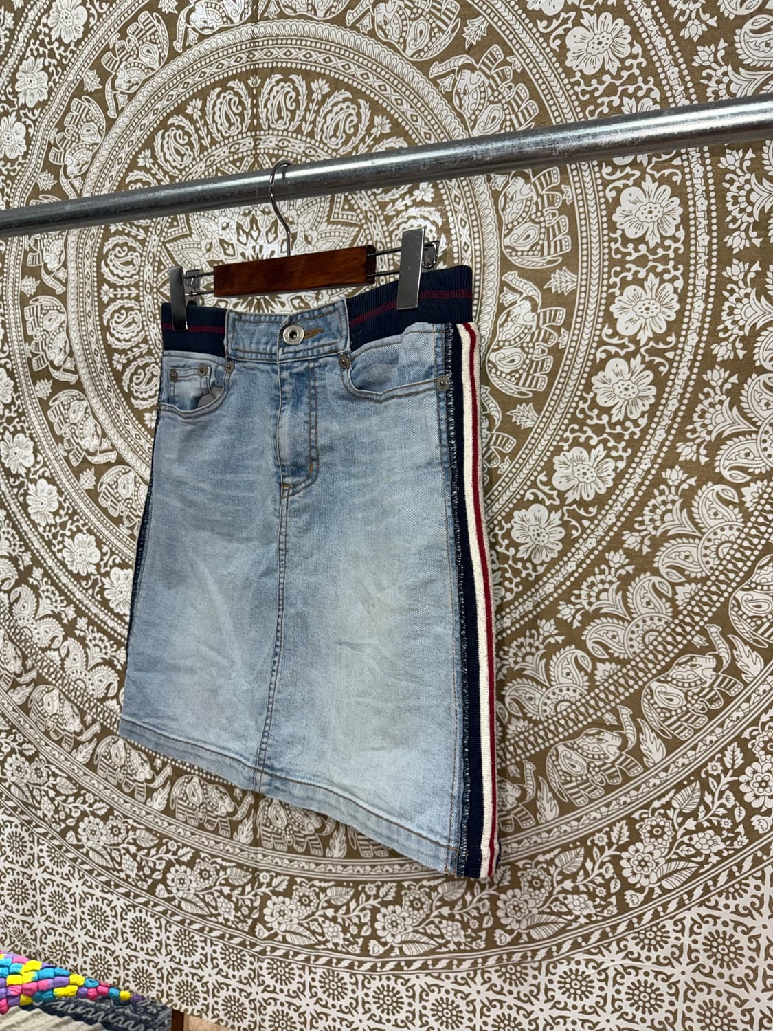 빈티지 여성 사이드라인 연청 데님스커트 상품이미지4