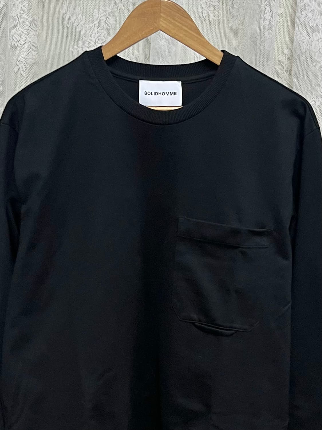 46) 솔리드옴므 포켓 롱슬리브 티셔츠 블랙 상품이미지3