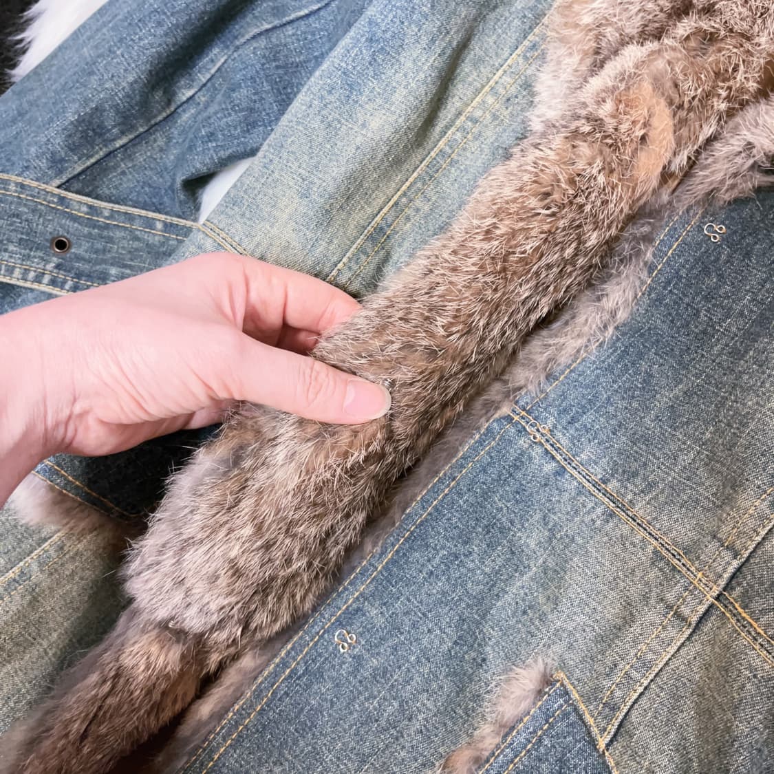 Cecil mcbee y2k Rabbit-fur Denim Jacket 상품이미지6