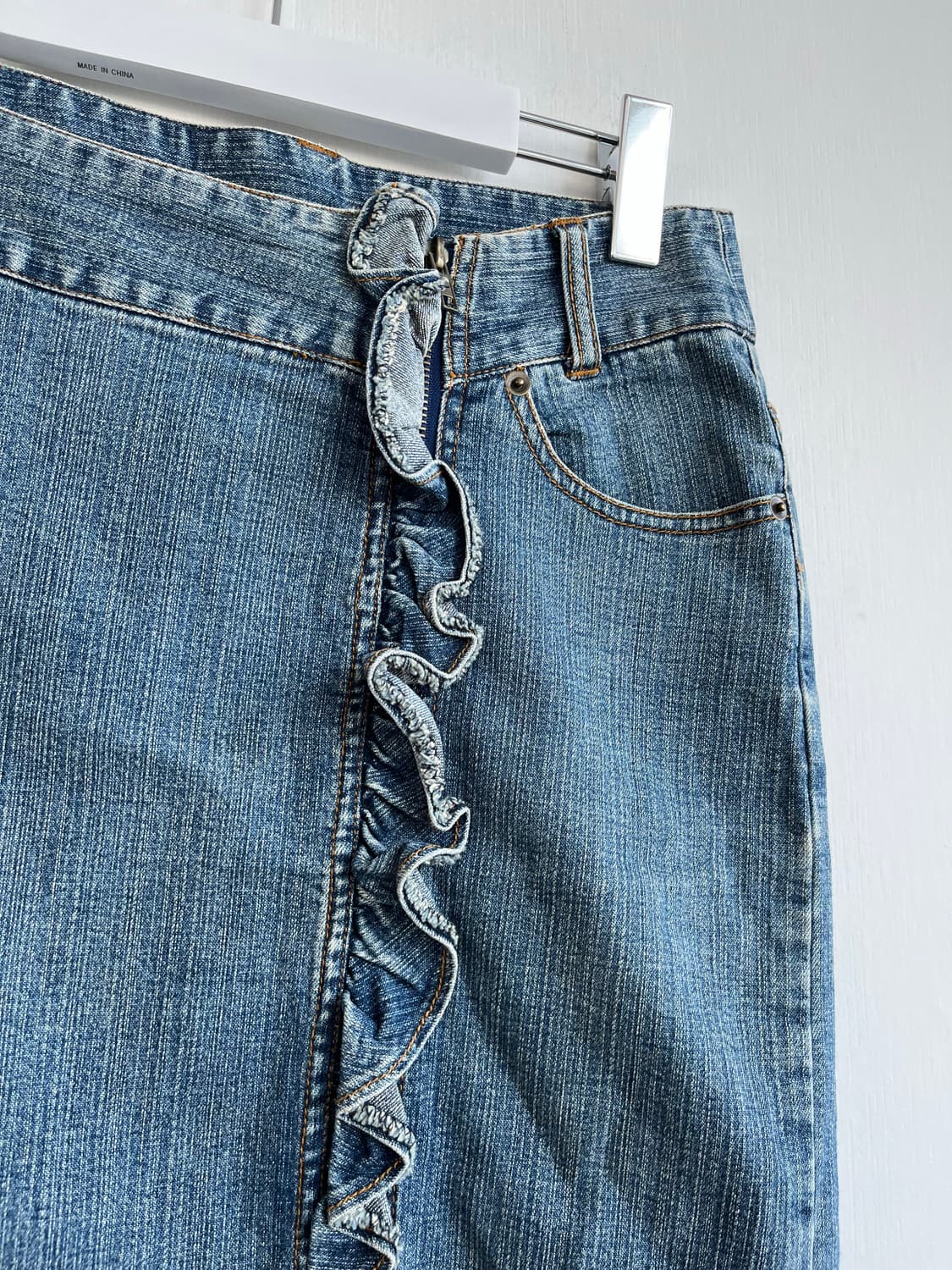 Poudre 집업 러플 데님 스커트 상품이미지3