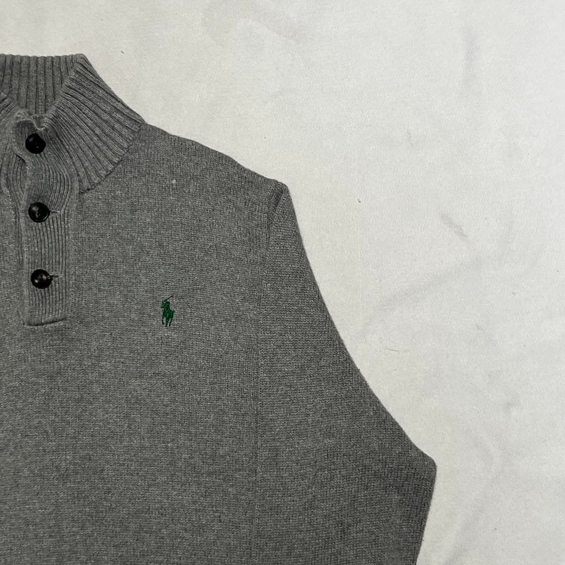 M 폴로랄프로렌 그린 포니 버튼 터틀넥 그레이 코튼 니트 상품이미지1