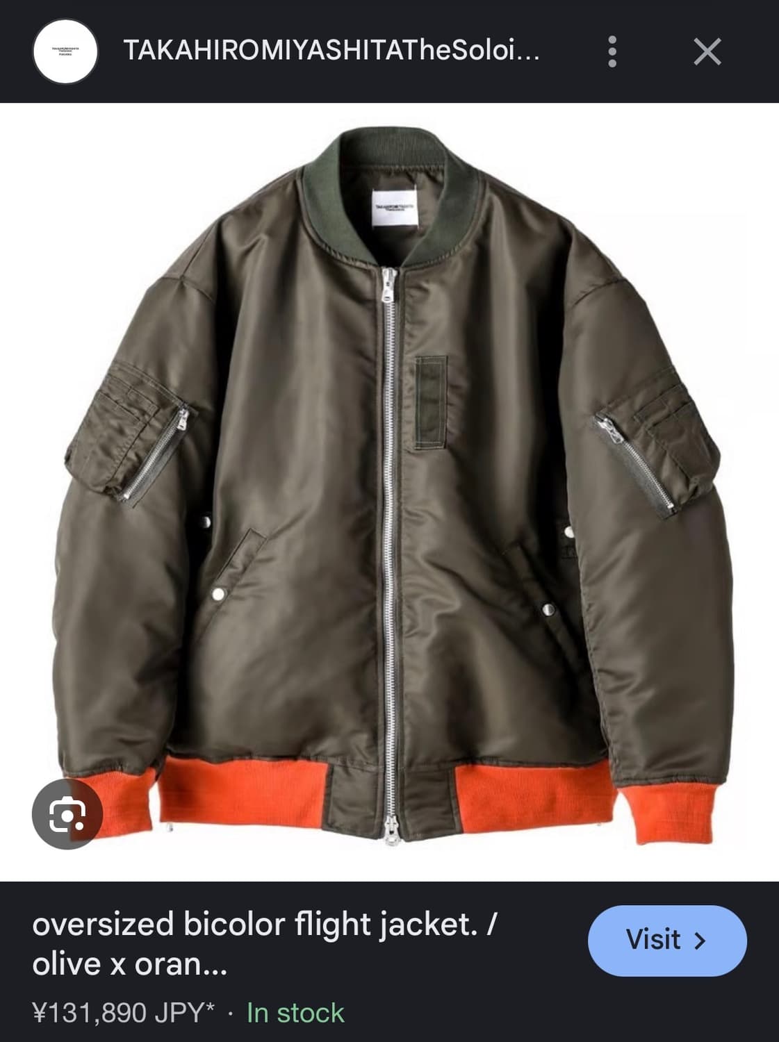 타카히로미야시타 더 솔로이스트 오버사이즈 봄버 MA-1 자켓 올리브 상품이미지2