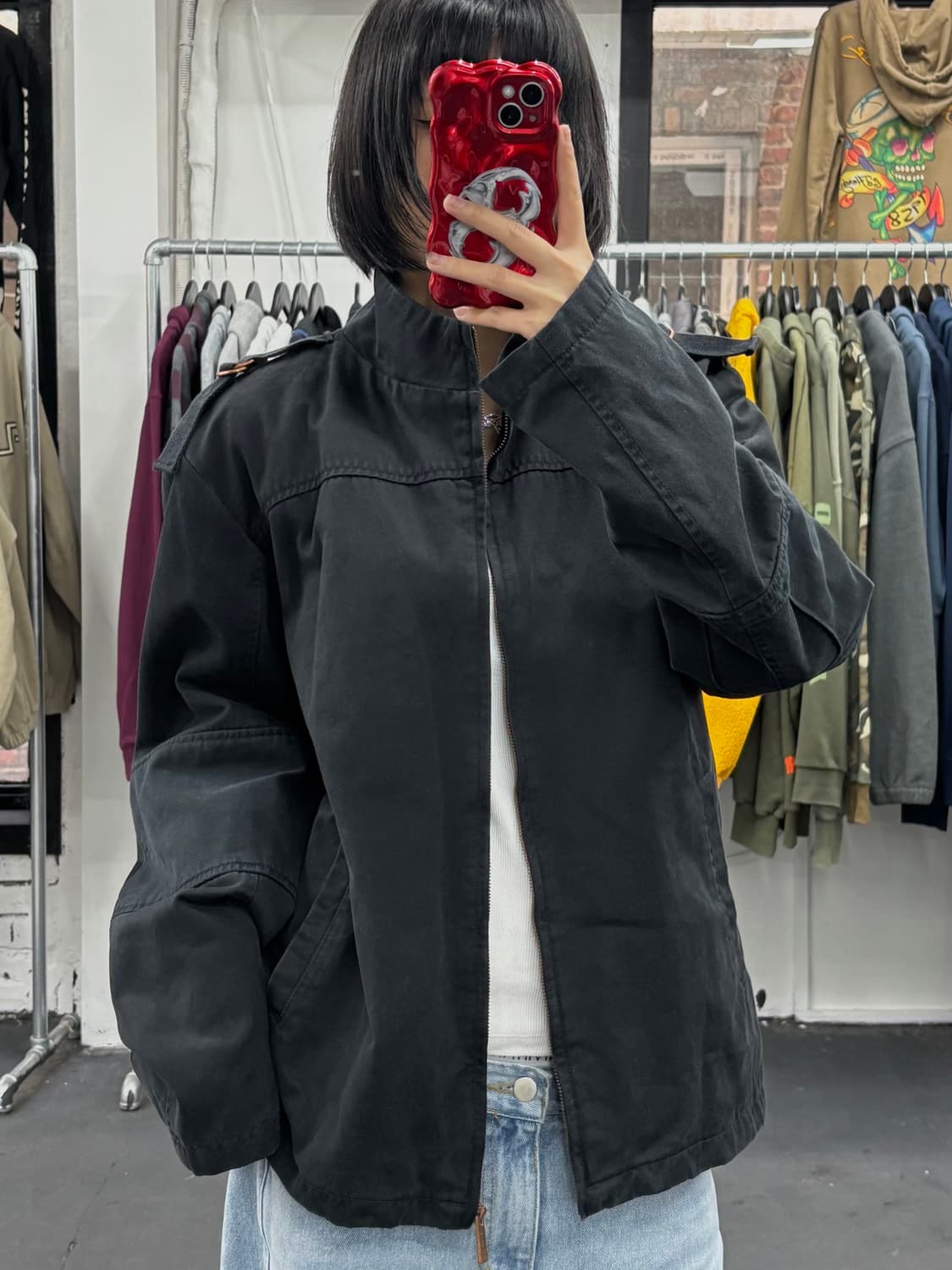 VTG 하이넥 블랙 코튼 자켓 상품이미지3