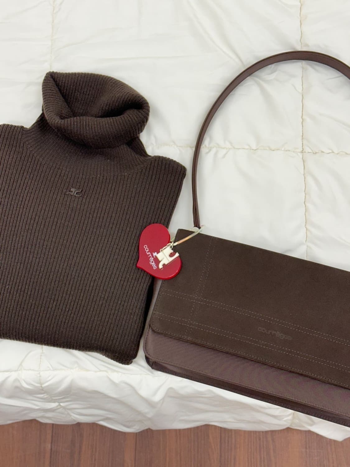 courreges / 꾸레쥬 브라운 울 골지 터틀넥 니트  상품이미지1