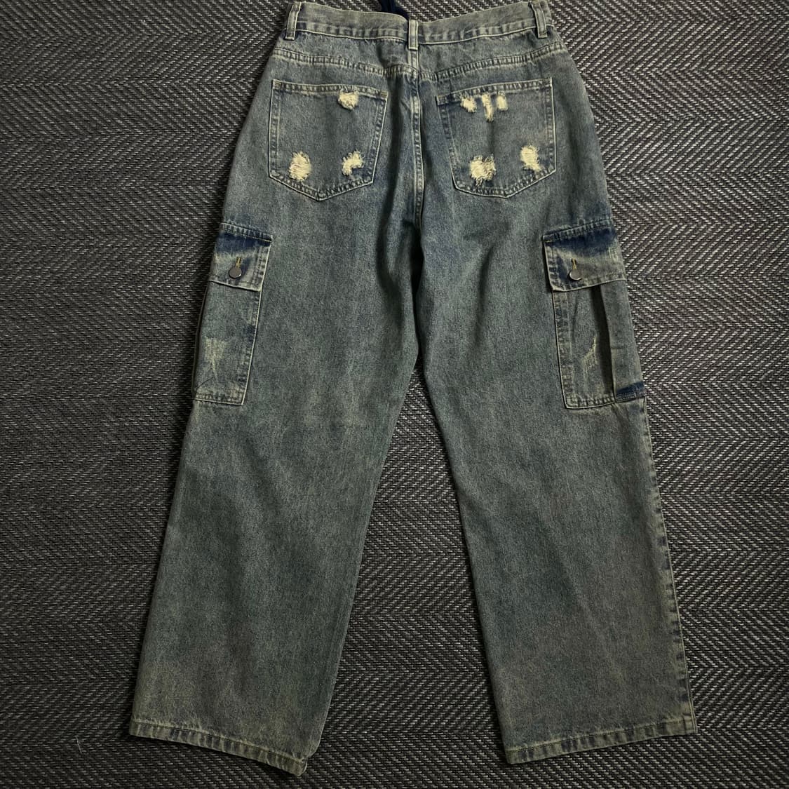 빈티지 y2k 디스트로이드 워싱 데님 카고 팬츠o 4458 상품이미지4